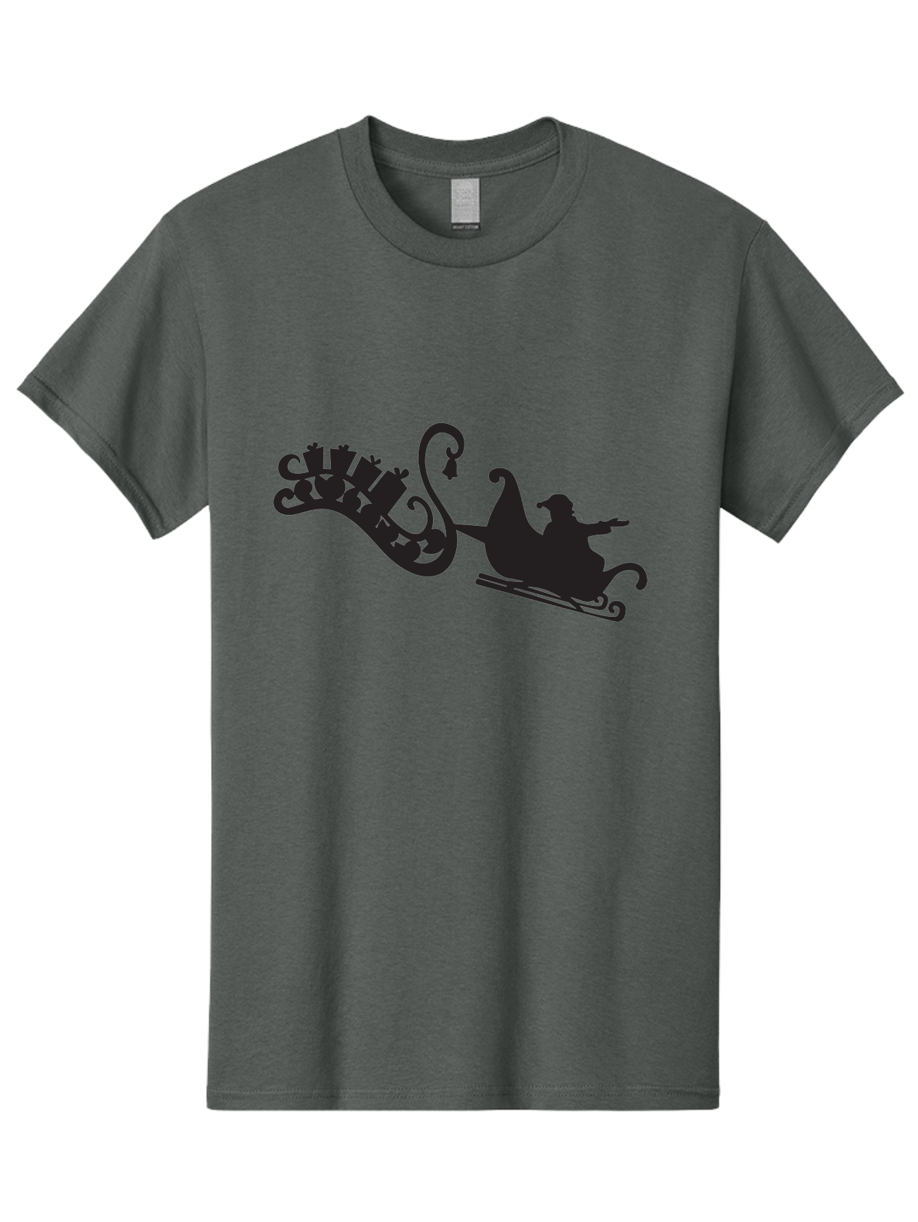 Santa-Sleigh Men'S Graphic Tee, 100% Cotton, Comfortable Casual Summer Wear, Machine Washable, Sleigh Silhouette, Santa Claus, Christmas Gifts, Festive Season, Holiday Cheer, Winter Wonderland, Jolly Old Elf, Gift Giving, Christmas Magic, Aad140 15