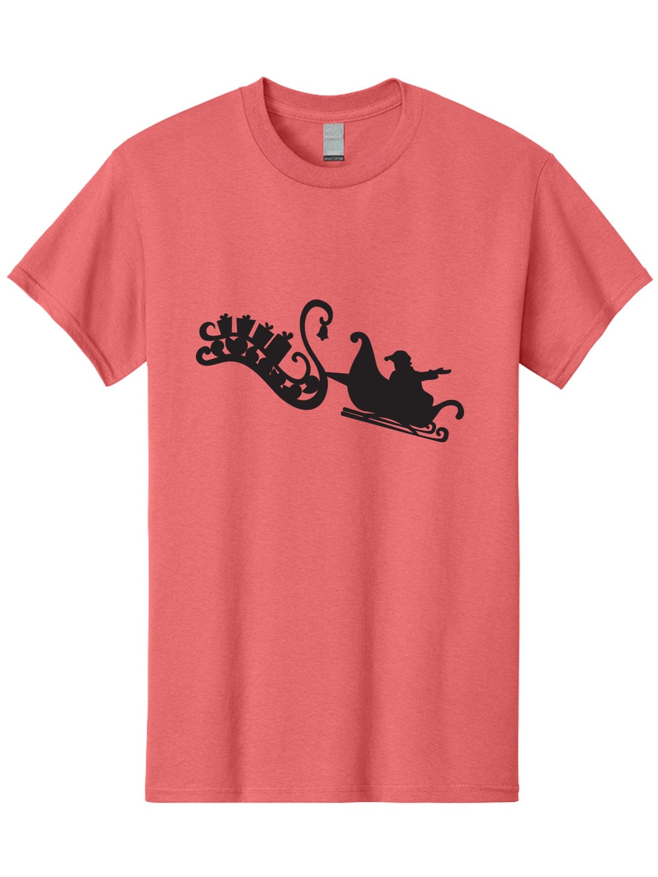 Santa-Sleigh Men'S Graphic Tee, 100% Cotton, Comfortable Casual Summer Wear, Machine Washable, Sleigh Silhouette, Santa Claus, Christmas Gifts, Festive Season, Holiday Cheer, Winter Wonderland, Jolly Old Elf, Gift Giving, Christmas Magic, Aad140 7