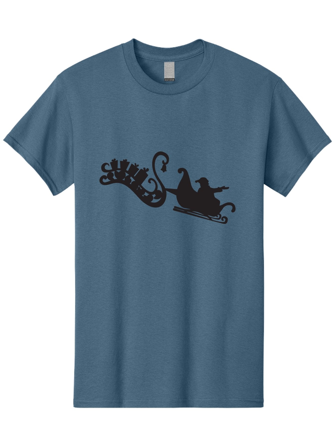 Santa-Sleigh Men'S Graphic Tee, 100% Cotton, Comfortable Casual Summer Wear, Machine Washable, Sleigh Silhouette, Santa Claus, Christmas Gifts, Festive Season, Holiday Cheer, Winter Wonderland, Jolly Old Elf, Gift Giving, Christmas Magic, Aad140 3