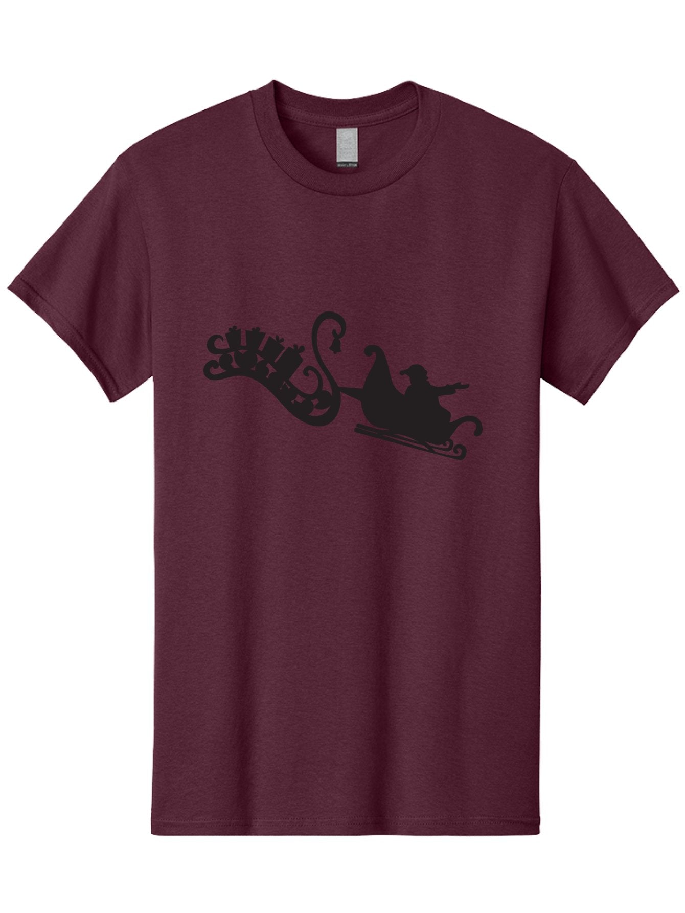 Santa-Sleigh Men'S Graphic Tee, 100% Cotton, Comfortable Casual Summer Wear, Machine Washable, Sleigh Silhouette, Santa Claus, Christmas Gifts, Festive Season, Holiday Cheer, Winter Wonderland, Jolly Old Elf, Gift Giving, Christmas Magic, Aad140