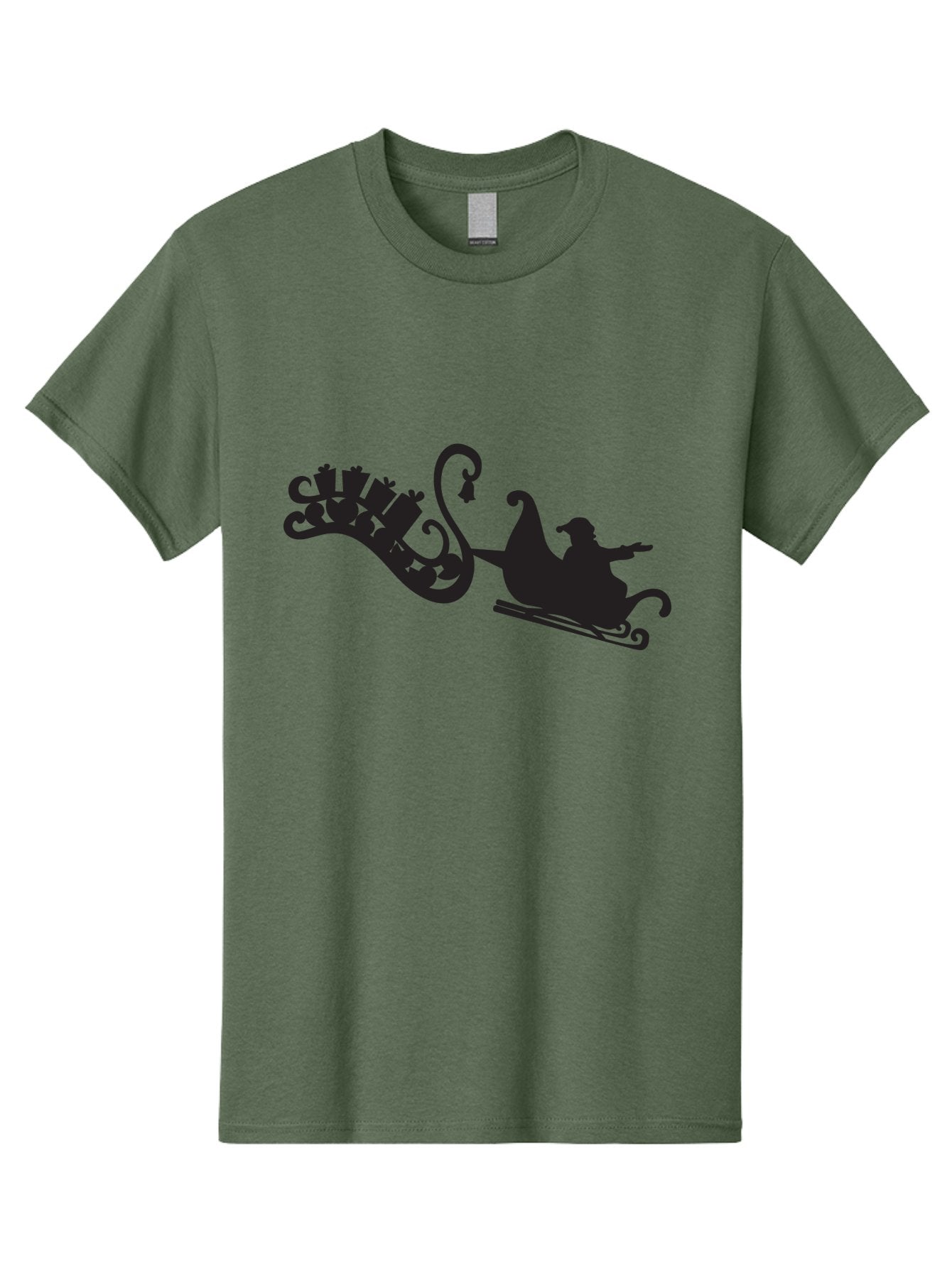 Santa-Sleigh Men'S Graphic Tee, 100% Cotton, Comfortable Casual Summer Wear, Machine Washable, Sleigh Silhouette, Santa Claus, Christmas Gifts, Festive Season, Holiday Cheer, Winter Wonderland, Jolly Old Elf, Gift Giving, Christmas Magic, Aad140 6