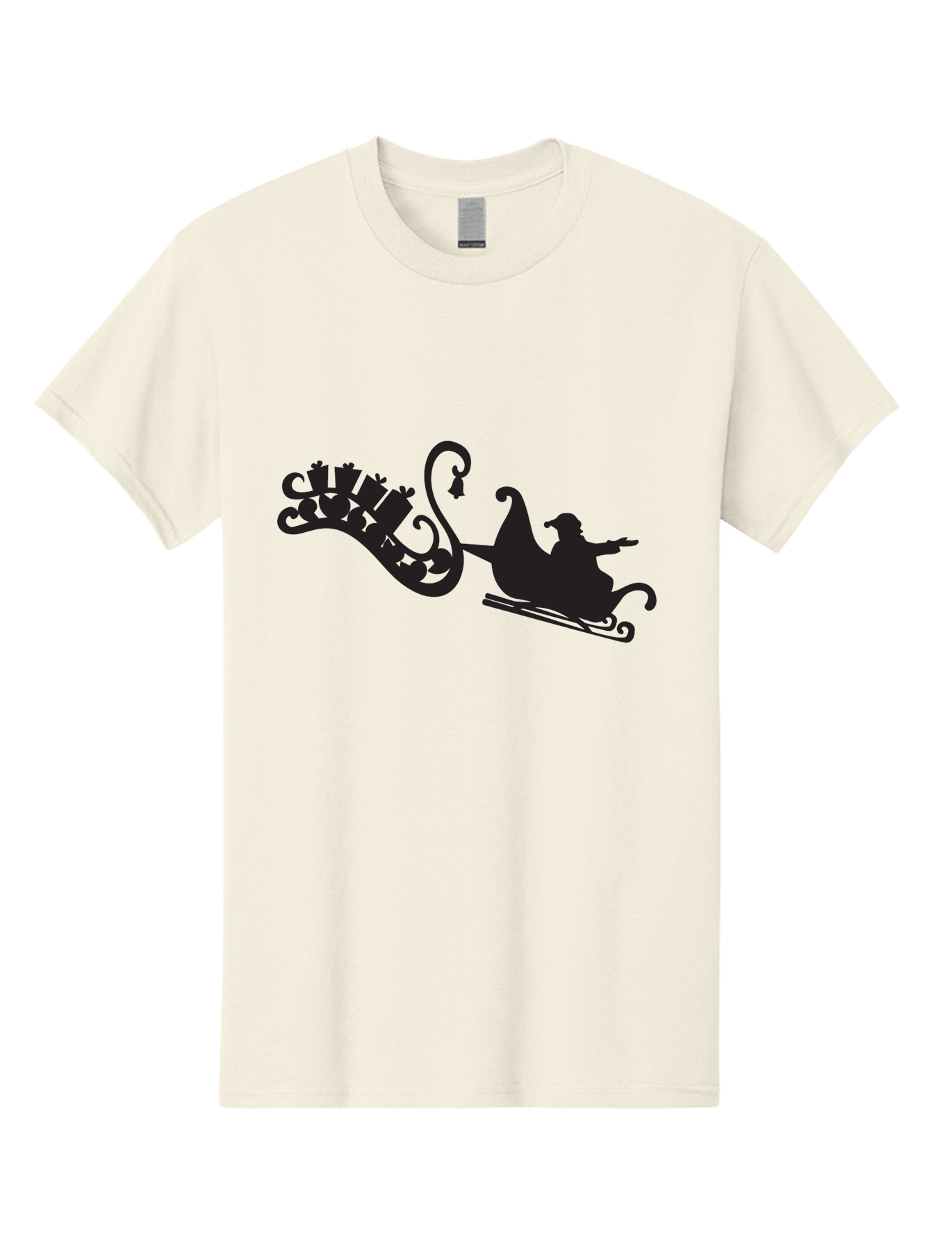 Santa-Sleigh Men'S Graphic Tee, 100% Cotton, Comfortable Casual Summer Wear, Machine Washable, Sleigh Silhouette, Santa Claus, Christmas Gifts, Festive Season, Holiday Cheer, Winter Wonderland, Jolly Old Elf, Gift Giving, Christmas Magic, Aad140 5
