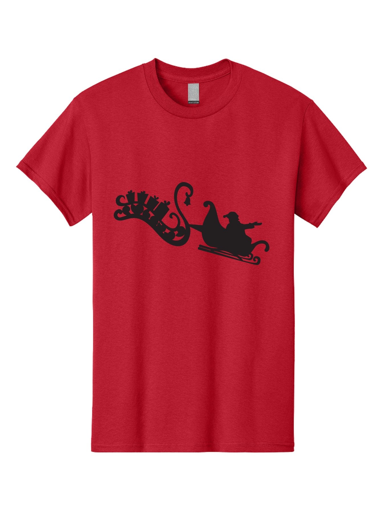 Santa-Sleigh Men'S Graphic Tee, 100% Cotton, Comfortable Casual Summer Wear, Machine Washable, Sleigh Silhouette, Santa Claus, Christmas Gifts, Festive Season, Holiday Cheer, Winter Wonderland, Jolly Old Elf, Gift Giving, Christmas Magic, Aad140 4