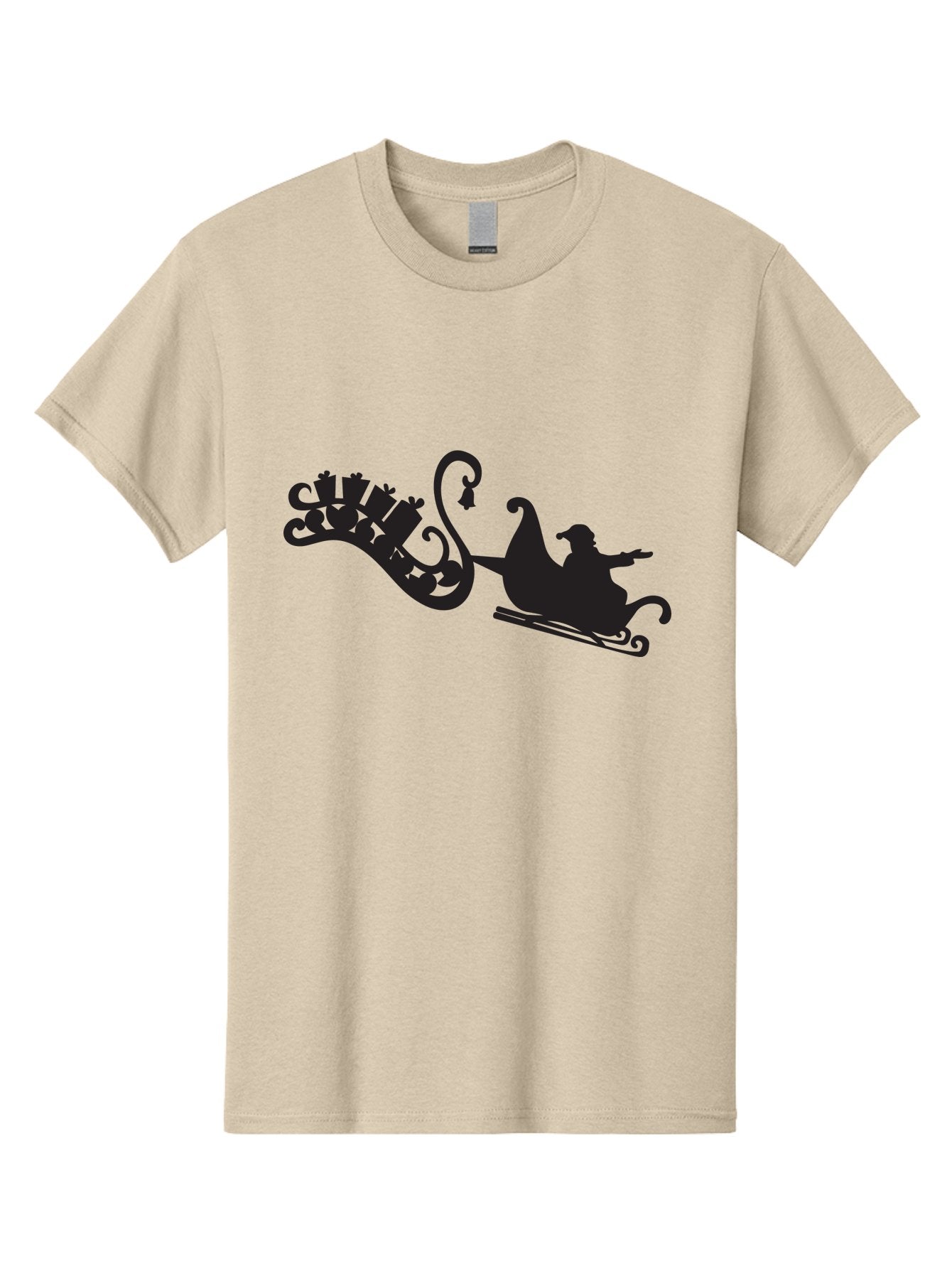 Santa-Sleigh Men'S Graphic Tee, 100% Cotton, Comfortable Casual Summer Wear, Machine Washable, Sleigh Silhouette, Santa Claus, Christmas Gifts, Festive Season, Holiday Cheer, Winter Wonderland, Jolly Old Elf, Gift Giving, Christmas Magic, Aad140 13