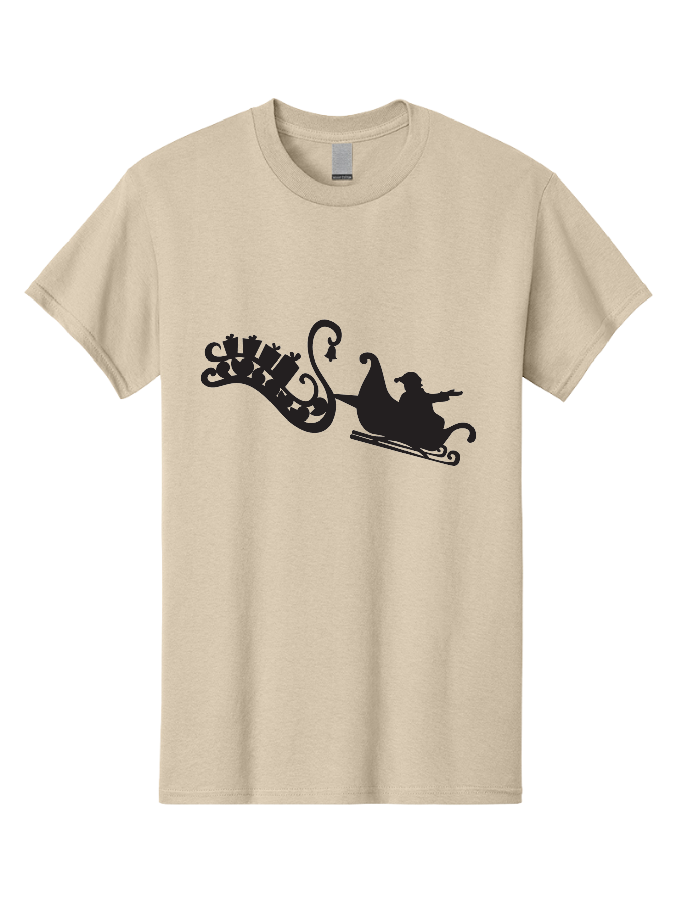 Santa-Sleigh Men'S Graphic Tee, 100% Cotton, Comfortable Casual Summer Wear, Machine Washable, Sleigh Silhouette, Santa Claus, Christmas Gifts, Festive Season, Holiday Cheer, Winter Wonderland, Jolly Old Elf, Gift Giving, Christmas Magic, Aad140 29