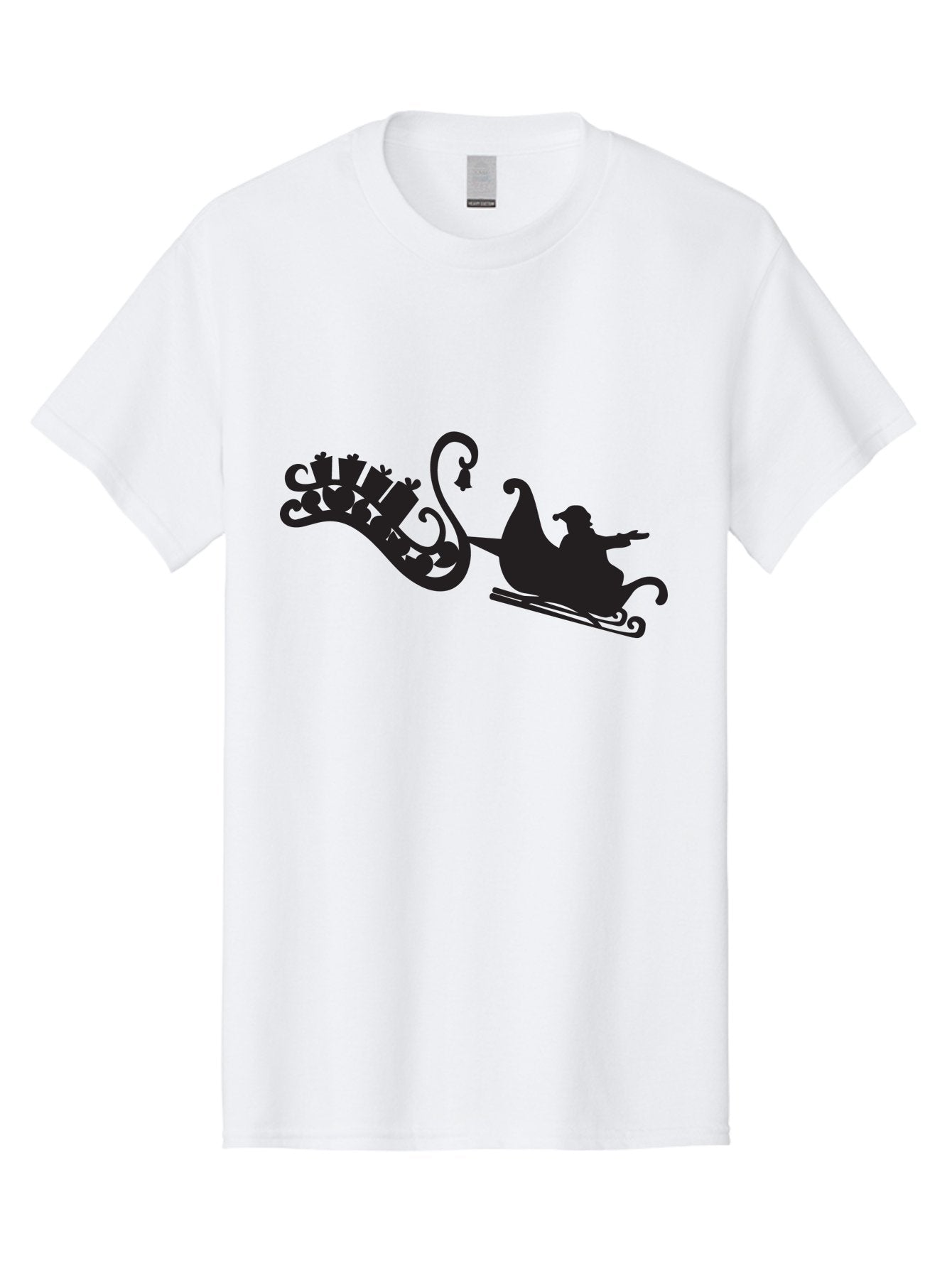 Santa-Sleigh Men'S Graphic Tee, 100% Cotton, Comfortable Casual Summer Wear, Machine Washable, Sleigh Silhouette, Santa Claus, Christmas Gifts, Festive Season, Holiday Cheer, Winter Wonderland, Jolly Old Elf, Gift Giving, Christmas Magic, Aad140