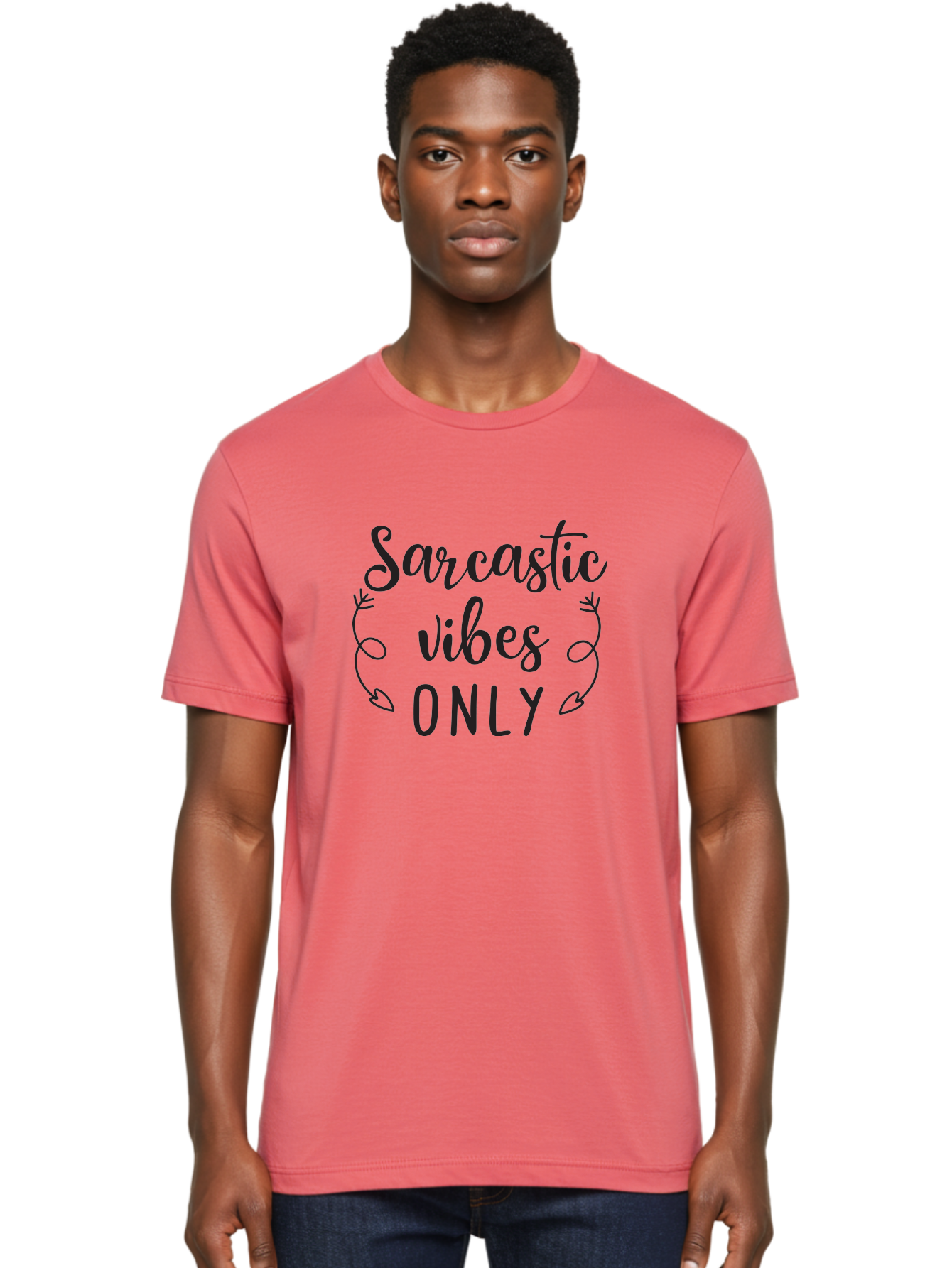 Sarcastic-Vibes-Only Men'S Graphic Tee, 100% Cotton, Comfortable Casual Summer Wear, Machine Washable, Sarcastic Vibes, Funny Quotes, Humorous Sayings, Witty Remarks, Sassy Phrases, Irony, Playful Teasing, Trendy Graphic Aad143