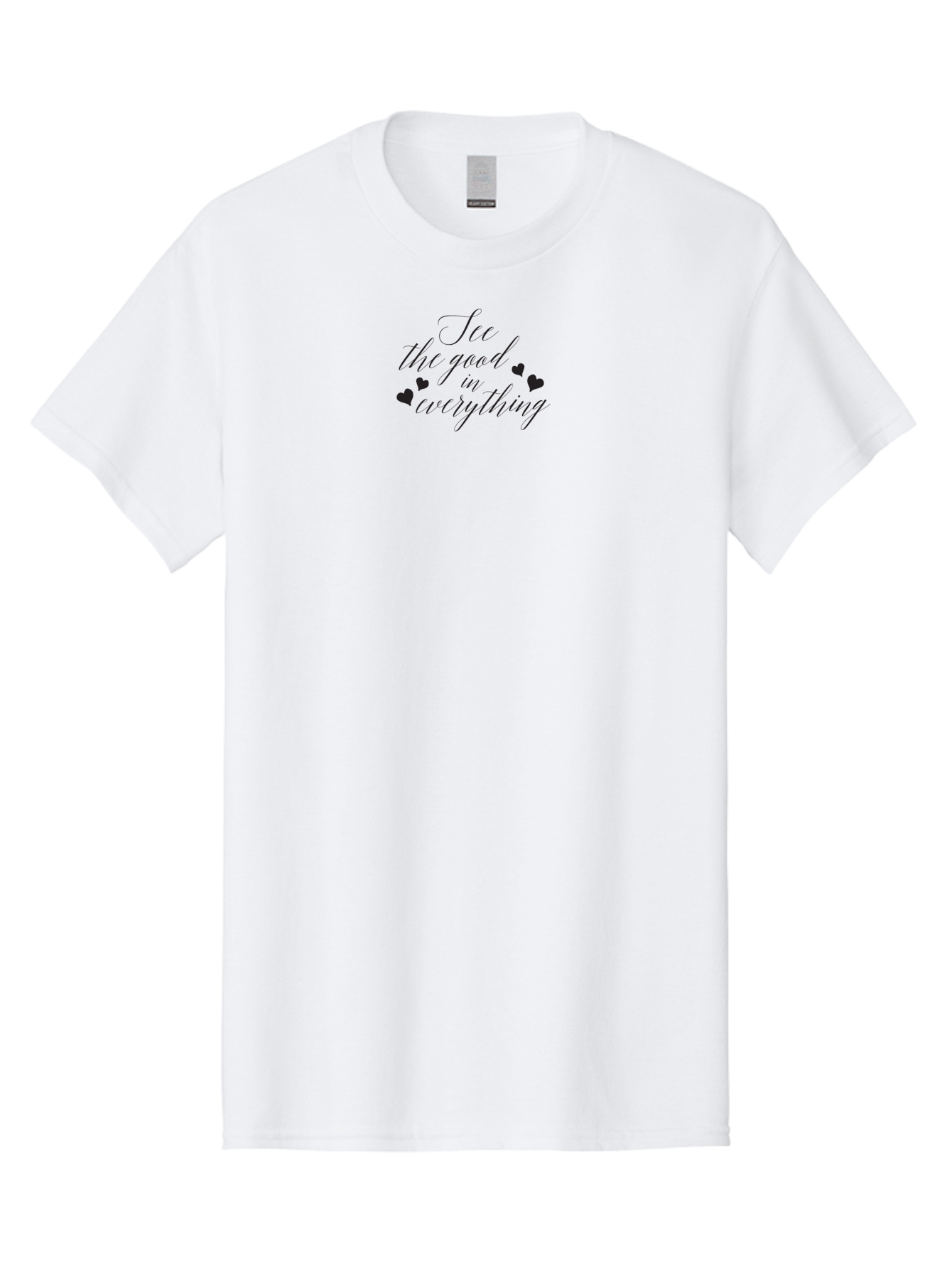 See-The-Good-In-Everything Men'S Graphic Tee, 100% Cotton, Comfortable Casual Summer Wear, Machine Washable, Inspirational Quote, Motivational Text, Positive Vibes, Good Vibes, Loving Message, See The Good, Cursive Text, Love Hearts Aad146 15
