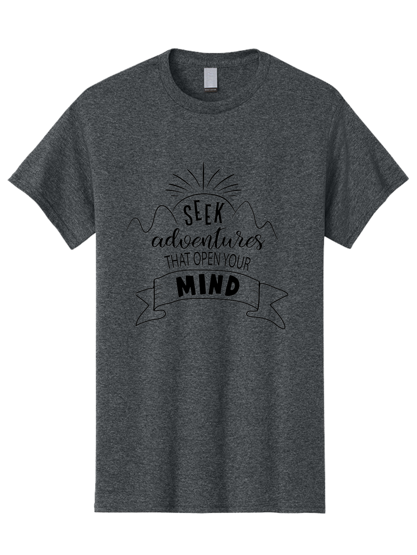 Seek-Adventures-That-Open-Your-Mind Men'S Graphic Tee, 100% Cotton, Comfortable Casual Summer Wear, Machine Washable, Inspirational Quote, Motivational Message, Adventure Seeking, Personal Growth, Mindfulness, Positive Thinking, Aad147 19