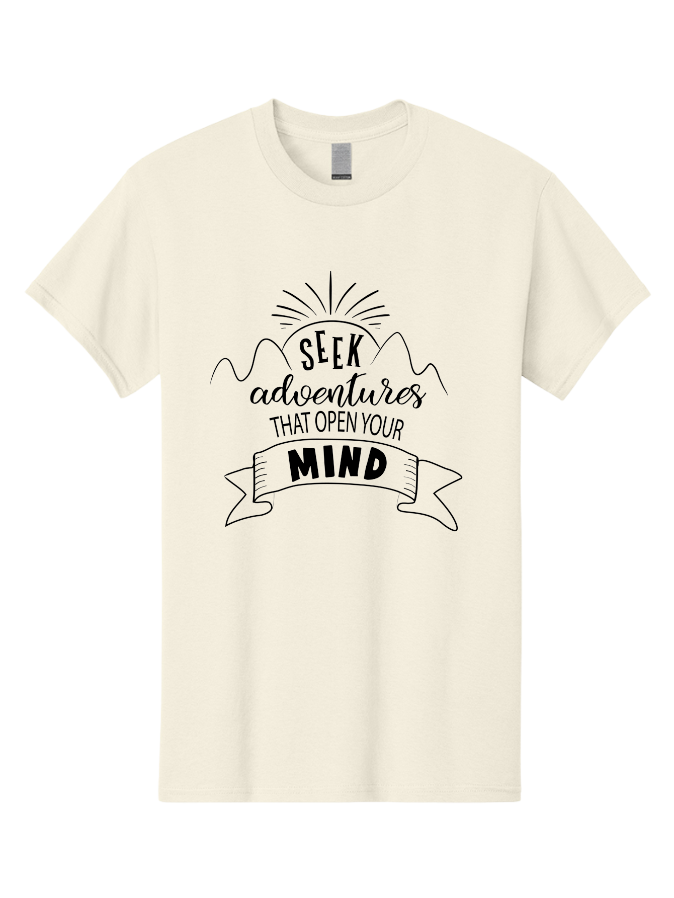 Seek-Adventures-That-Open-Your-Mind Men'S Graphic Tee, 100% Cotton, Comfortable Casual Summer Wear, Machine Washable, Inspirational Quote, Motivational Message, Adventure Seeking, Personal Growth, Mindfulness, Positive Thinking, Aad147 17