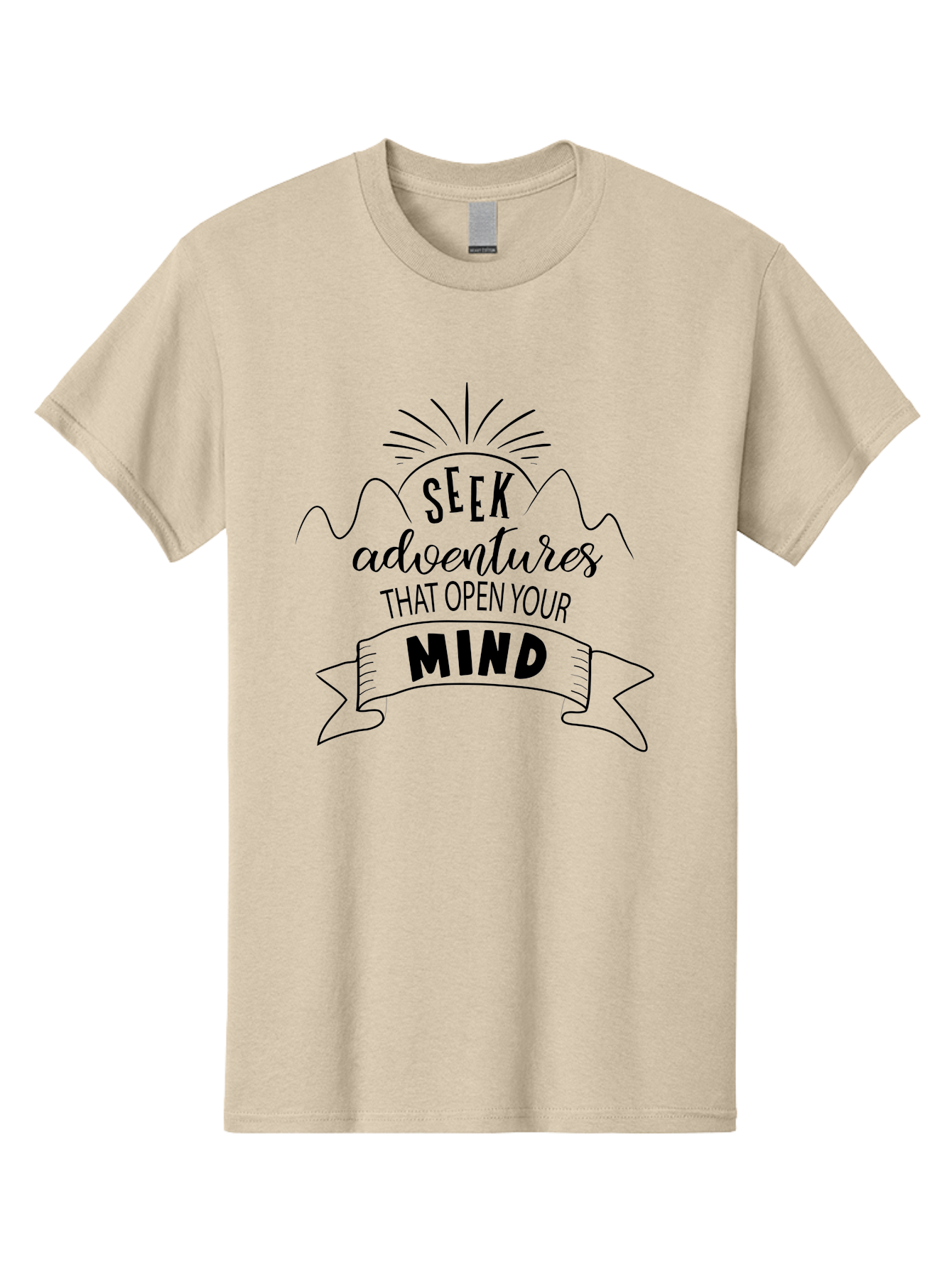 Seek-Adventures-That-Open-Your-Mind Men'S Graphic Tee, 100% Cotton, Comfortable Casual Summer Wear, Machine Washable, Inspirational Quote, Motivational Message, Adventure Seeking, Personal Growth, Mindfulness, Positive Thinking, Aad147 9