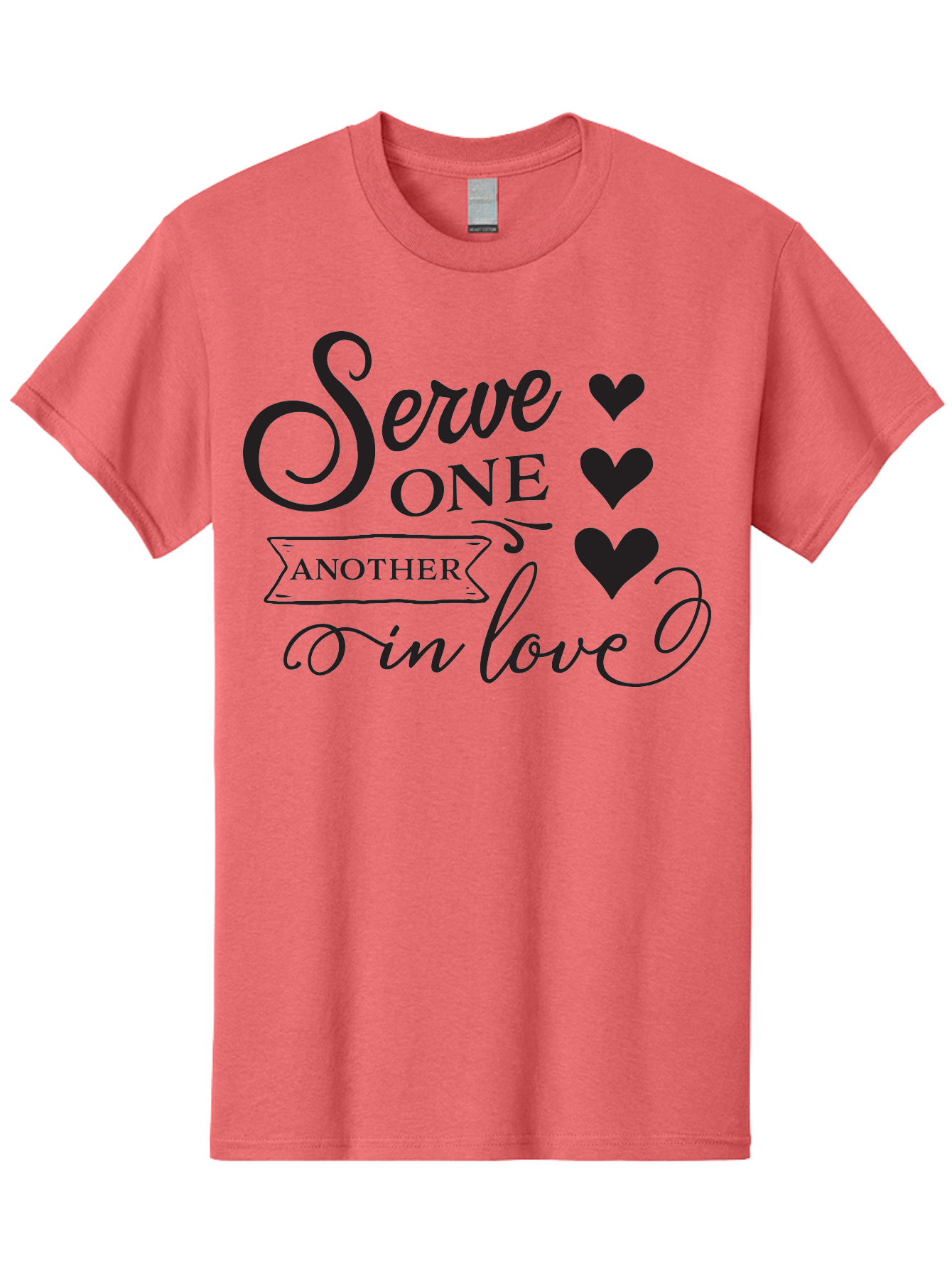 Serve-One-Another-In-Love Men'S Graphic Tee, 100% Cotton, Comfortable Casual Summer Wear, Machine Washable, Serve One Another, Love Message, Heartwarming Quote, Inspirational Saying, Kindness Reminder, Black Hearts, Typography Art Aad148 29