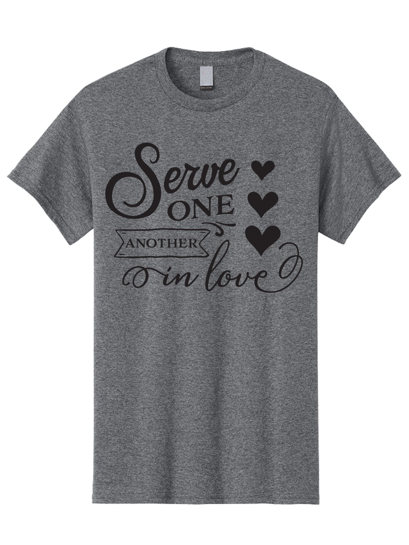 Serve-One-Another-In-Love Men'S Graphic Tee, 100% Cotton, Comfortable Casual Summer Wear, Machine Washable, Serve One Another, Love Message, Heartwarming Quote, Inspirational Saying, Kindness Reminder, Black Hearts, Typography Art Aad148 14