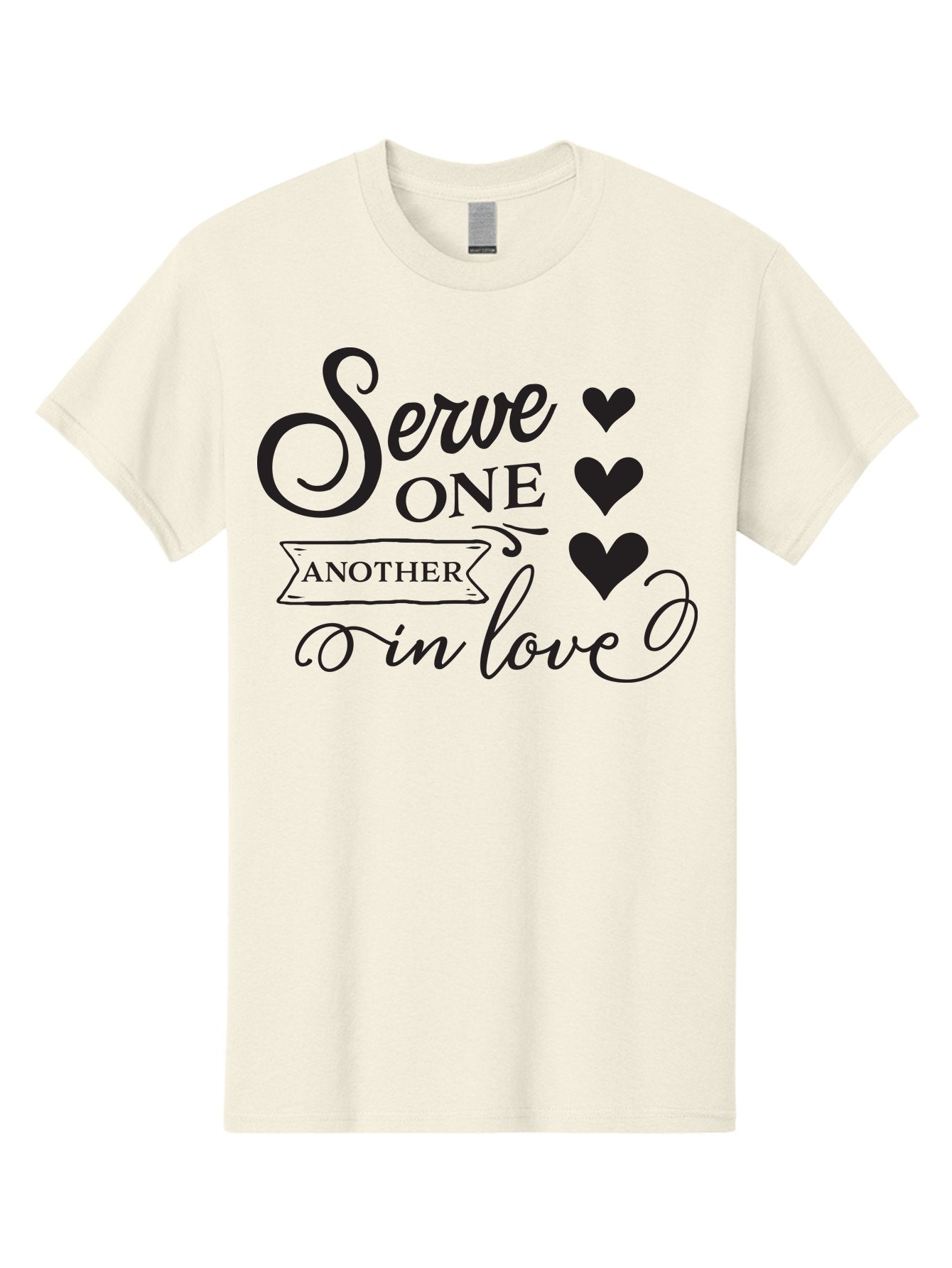 Serve-One-Another-In-Love Men'S Graphic Tee, 100% Cotton, Comfortable Casual Summer Wear, Machine Washable, Serve One Another, Love Message, Heartwarming Quote, Inspirational Saying, Kindness Reminder, Black Hearts, Typography Art Aad148 6