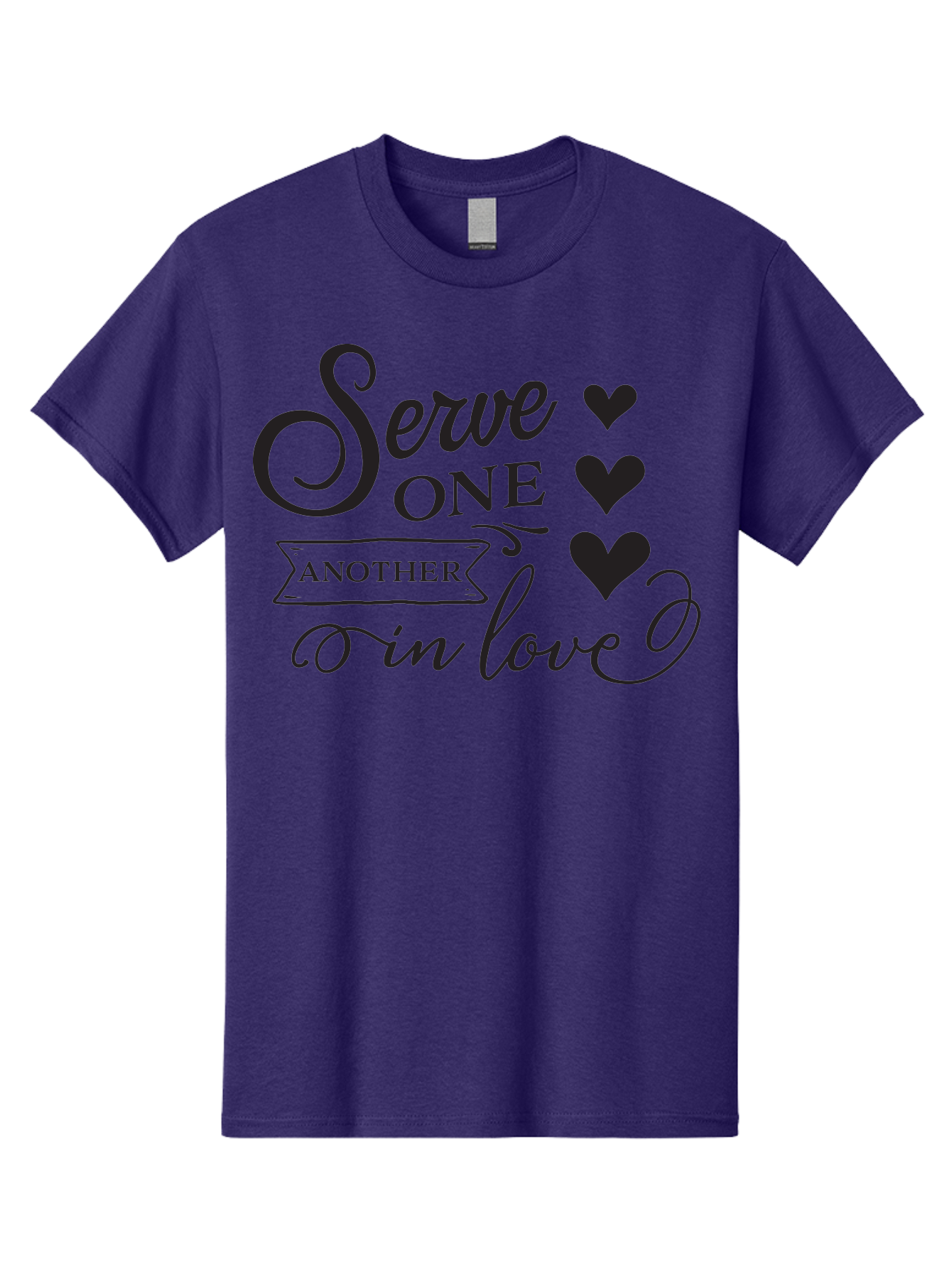 Serve-One-Another-In-Love Men'S Graphic Tee, 100% Cotton, Comfortable Casual Summer Wear, Machine Washable, Serve One Another, Love Message, Heartwarming Quote, Inspirational Saying, Kindness Reminder, Black Hearts, Typography Art Aad148 17