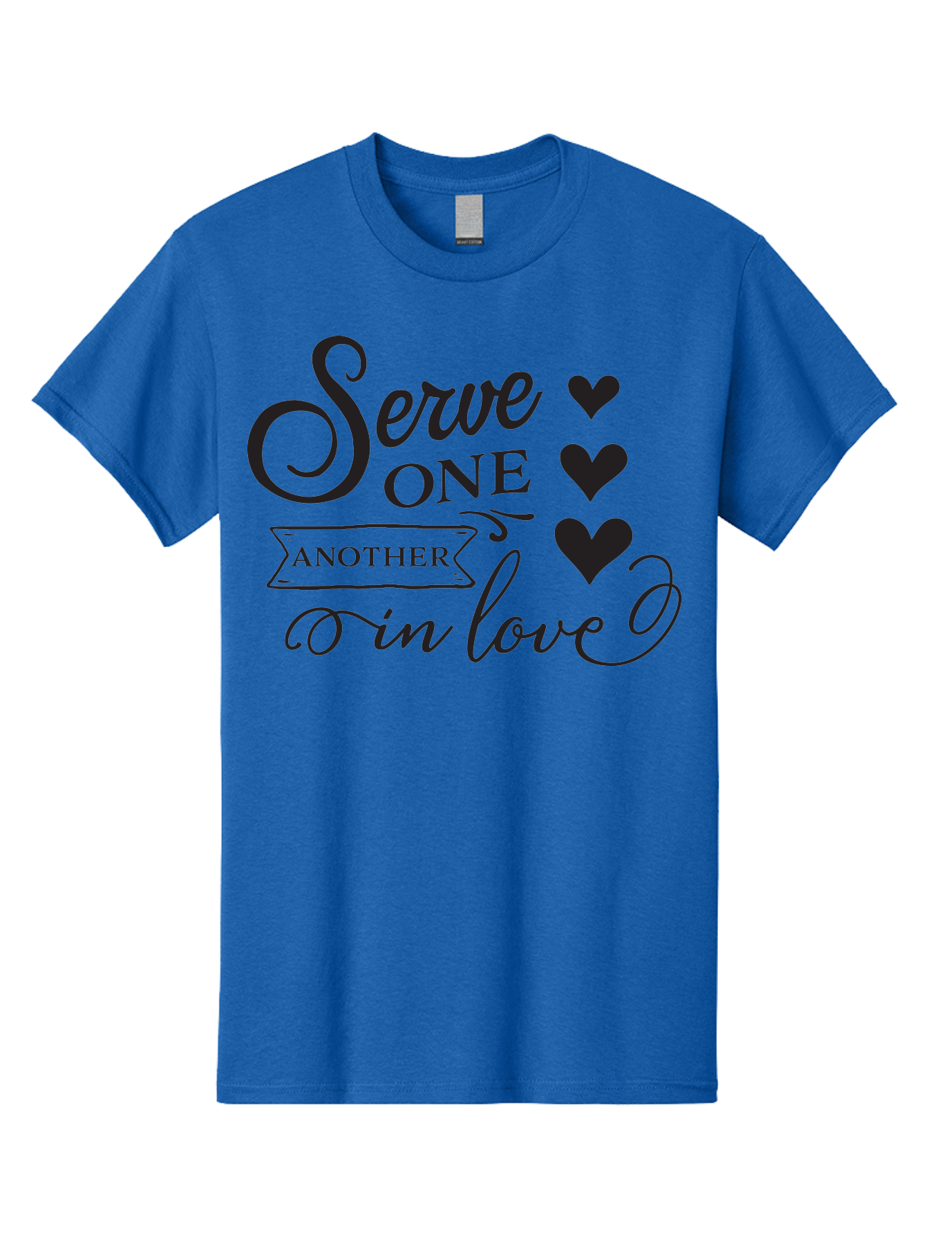 Serve-One-Another-In-Love Men'S Graphic Tee, 100% Cotton, Comfortable Casual Summer Wear, Machine Washable, Serve One Another, Love Message, Heartwarming Quote, Inspirational Saying, Kindness Reminder, Black Hearts, Typography Art Aad148 21