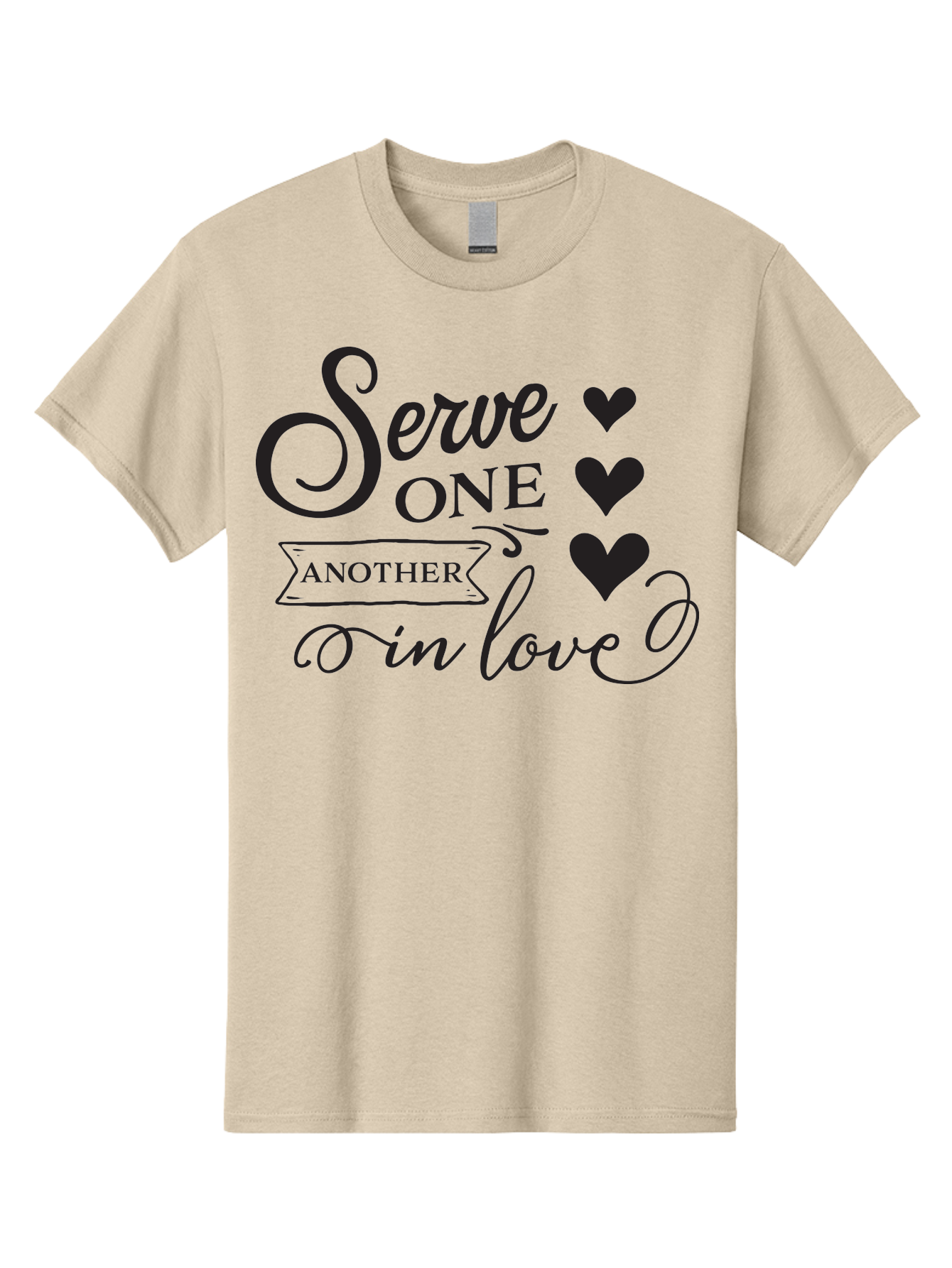 Serve-One-Another-In-Love Men'S Graphic Tee, 100% Cotton, Comfortable Casual Summer Wear, Machine Washable, Serve One Another, Love Message, Heartwarming Quote, Inspirational Saying, Kindness Reminder, Black Hearts, Typography Art Aad148 23