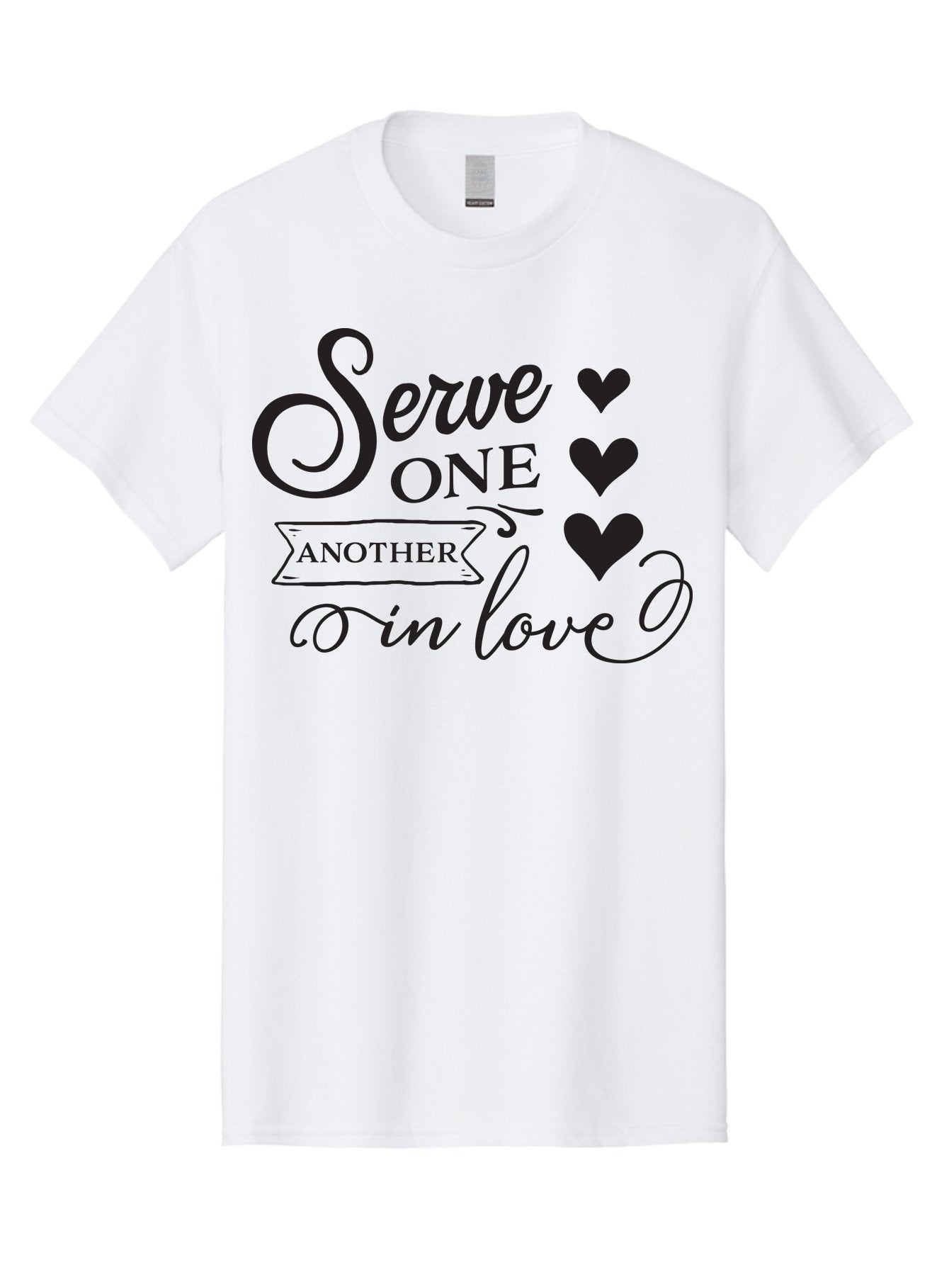 Serve-One-Another-In-Love Men'S Graphic Tee, 100% Cotton, Comfortable Casual Summer Wear, Machine Washable, Serve One Another, Love Message, Heartwarming Quote, Inspirational Saying, Kindness Reminder, Black Hearts, Typography Art Aad148 10