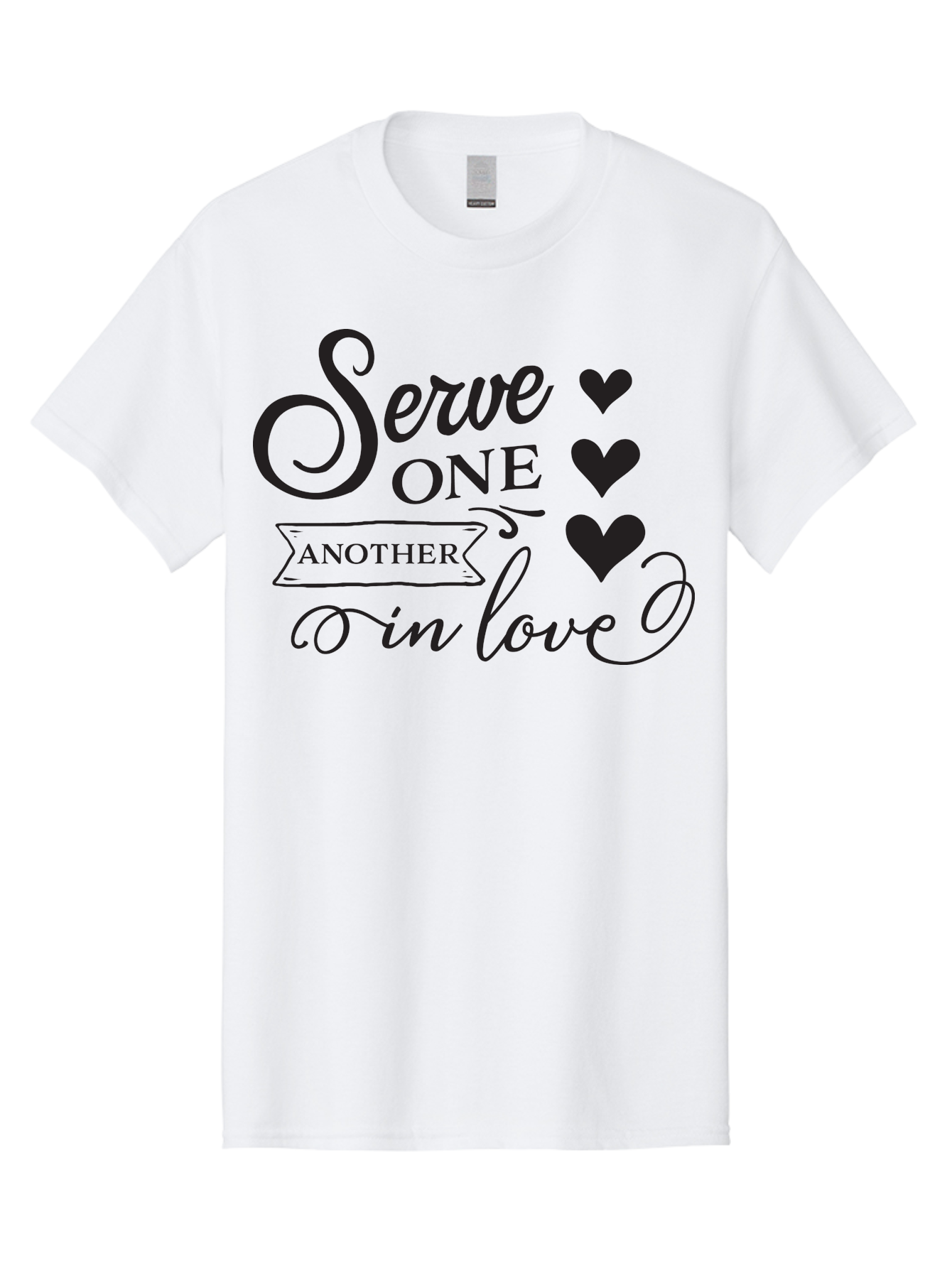 Serve-One-Another-In-Love Men'S Graphic Tee, 100% Cotton, Comfortable Casual Summer Wear, Machine Washable, Serve One Another, Love Message, Heartwarming Quote, Inspirational Saying, Kindness Reminder, Black Hearts, Typography Art Aad148 27