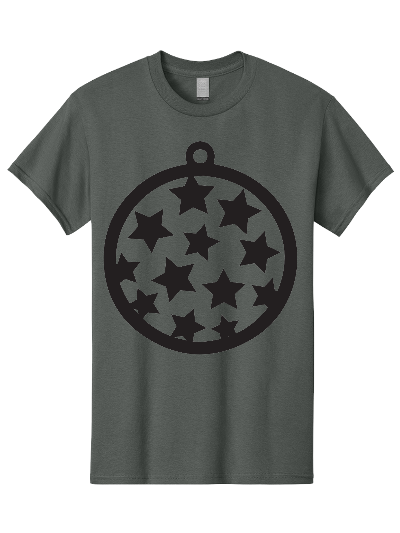 Seven-Star-Ball Men'S Graphic Tee, 100% Cotton, Comfortable Casual Summer Wear, Machine Washable, Seven Stars, Black Stars, Circular Frame, Ornament Design, Christmas Decoration, Festive Symbol, Star Pattern, Magic Symbol, Mystical Design Aad149 29