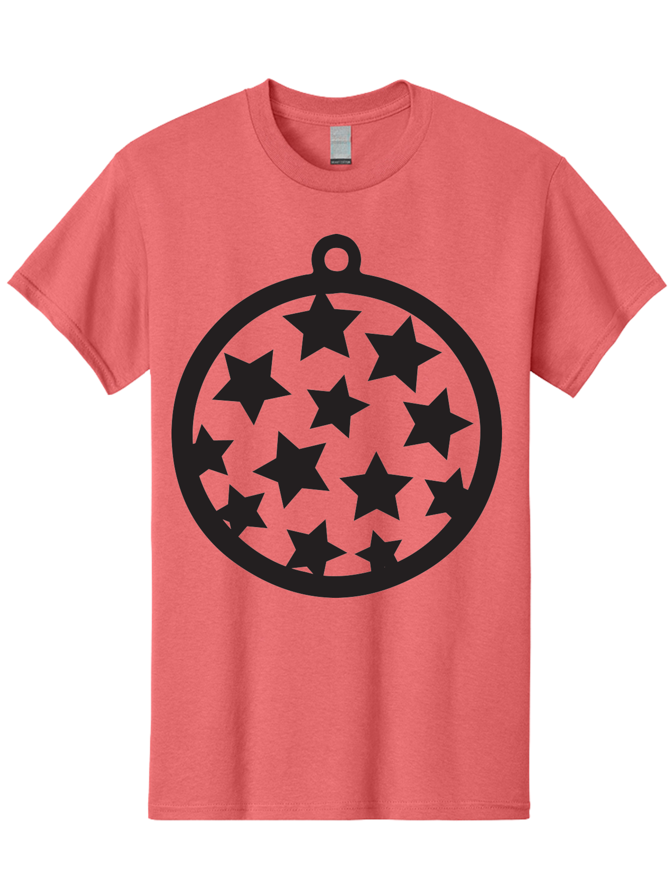 Seven-Star-Ball Men'S Graphic Tee, 100% Cotton, Comfortable Casual Summer Wear, Machine Washable, Seven Stars, Black Stars, Circular Frame, Ornament Design, Christmas Decoration, Festive Symbol, Star Pattern, Magic Symbol, Mystical Design Aad149 11