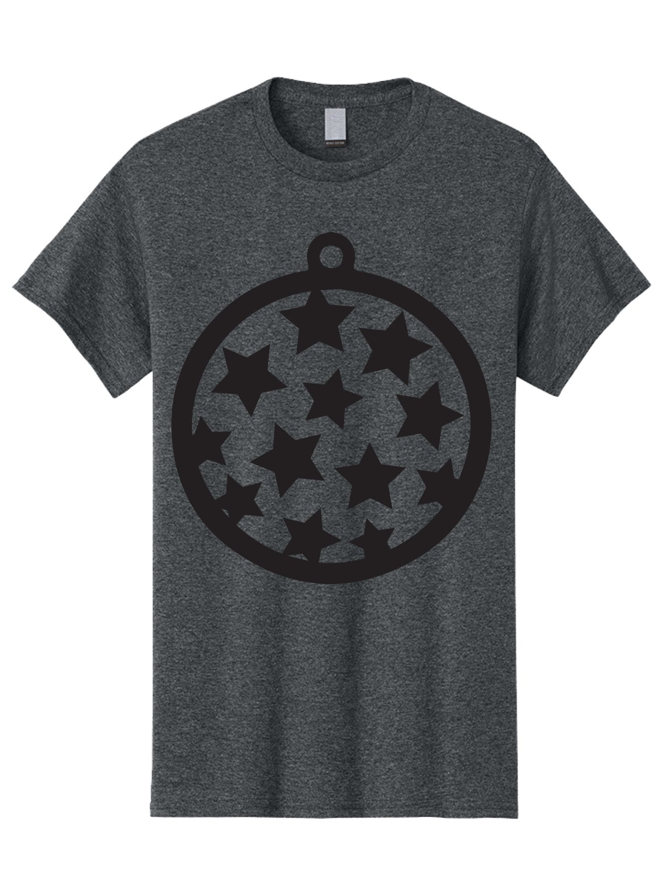 Seven-Star-Ball Men'S Graphic Tee, 100% Cotton, Comfortable Casual Summer Wear, Machine Washable, Seven Stars, Black Stars, Circular Frame, Ornament Design, Christmas Decoration, Festive Symbol, Star Pattern, Magic Symbol, Mystical Design Aad149 9