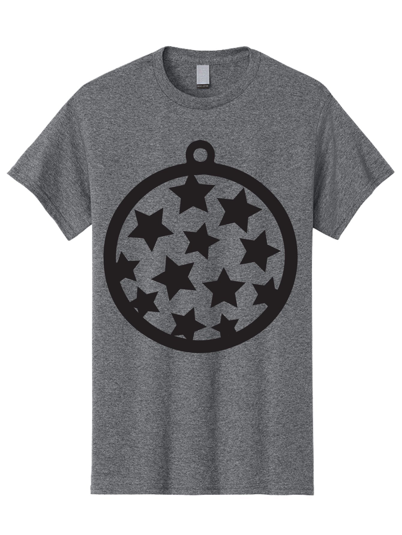 Seven-Star-Ball Men'S Graphic Tee, 100% Cotton, Comfortable Casual Summer Wear, Machine Washable, Seven Stars, Black Stars, Circular Frame, Ornament Design, Christmas Decoration, Festive Symbol, Star Pattern, Magic Symbol, Mystical Design Aad149 4