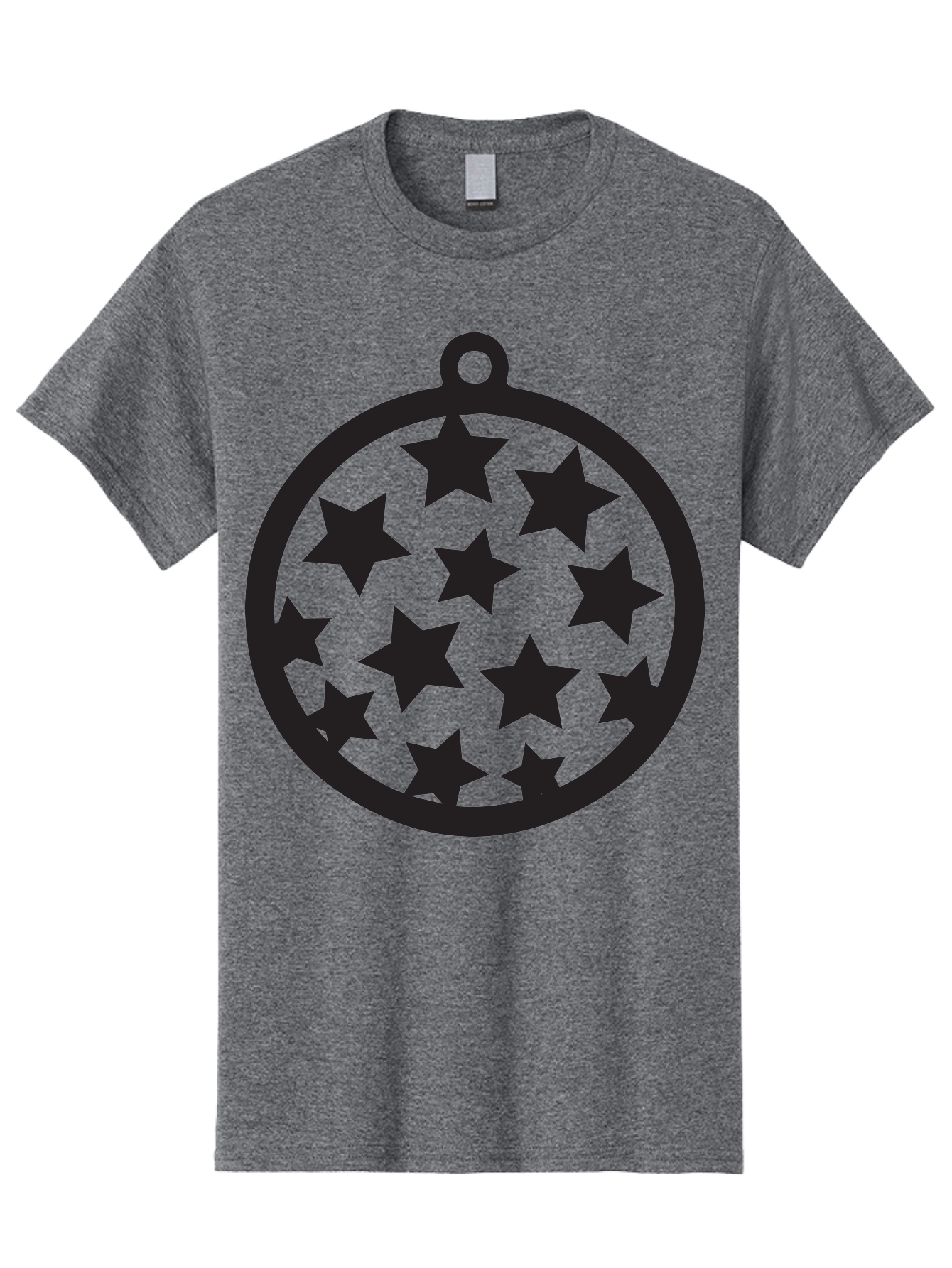 Seven-Star-Ball Men'S Graphic Tee, 100% Cotton, Comfortable Casual Summer Wear, Machine Washable, Seven Stars, Black Stars, Circular Frame, Ornament Design, Christmas Decoration, Festive Symbol, Star Pattern, Magic Symbol, Mystical Design Aad149 23