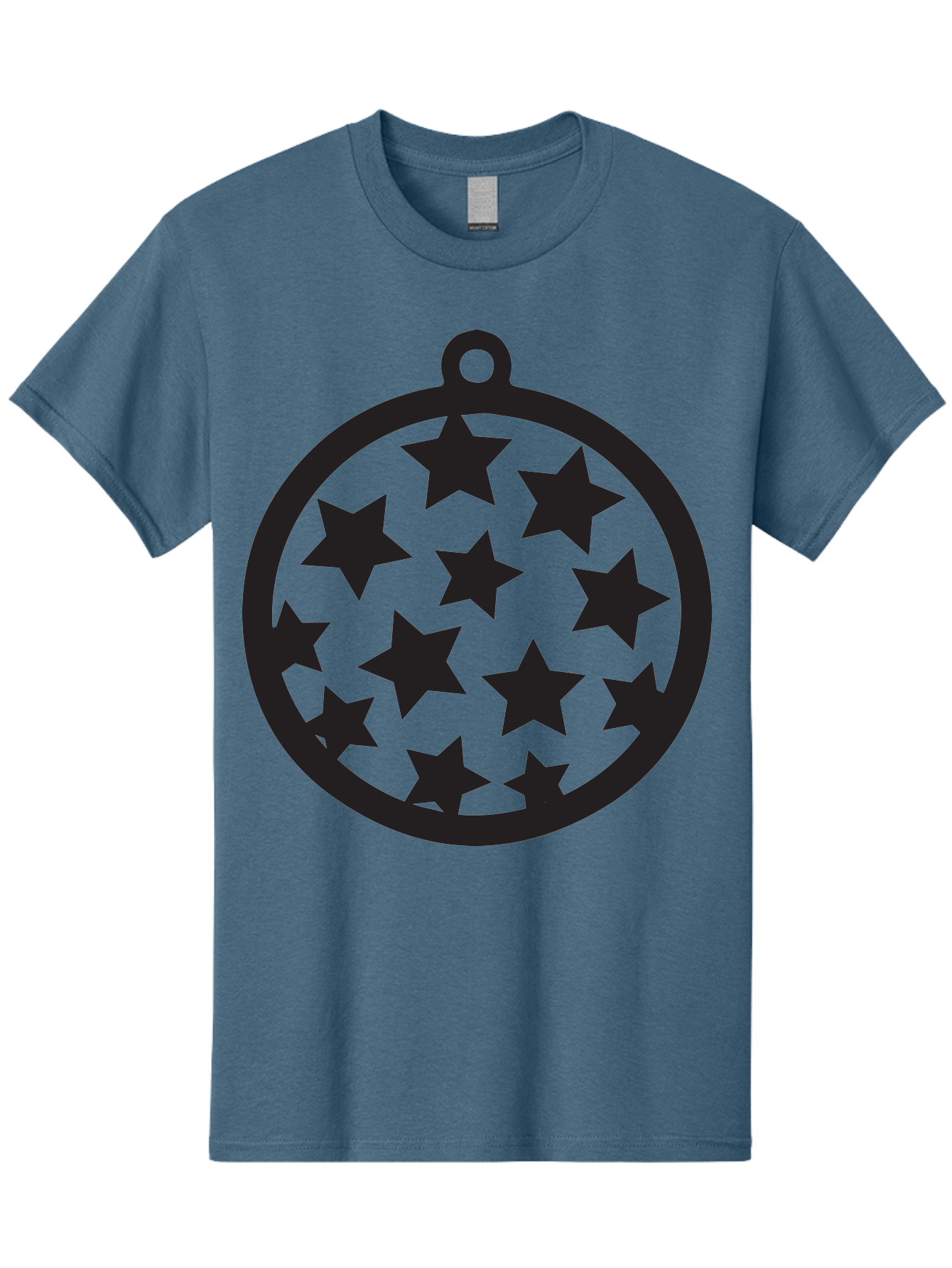 Seven-Star-Ball Men'S Graphic Tee, 100% Cotton, Comfortable Casual Summer Wear, Machine Washable, Seven Stars, Black Stars, Circular Frame, Ornament Design, Christmas Decoration, Festive Symbol, Star Pattern, Magic Symbol, Mystical Design Aad149 13