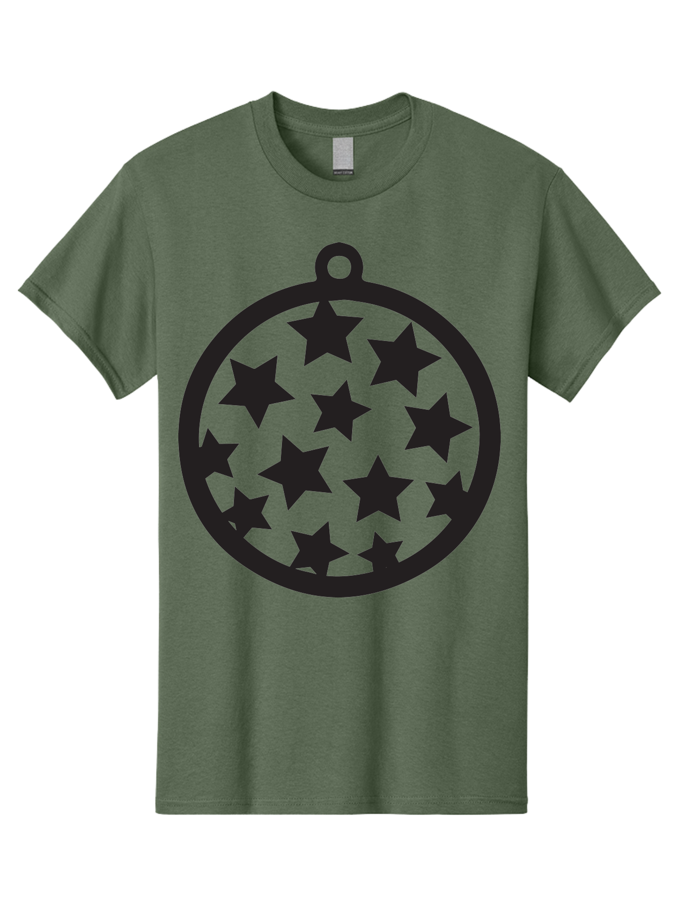 Seven-Star-Ball Men'S Graphic Tee, 100% Cotton, Comfortable Casual Summer Wear, Machine Washable, Seven Stars, Black Stars, Circular Frame, Ornament Design, Christmas Decoration, Festive Symbol, Star Pattern, Magic Symbol, Mystical Design Aad149 21