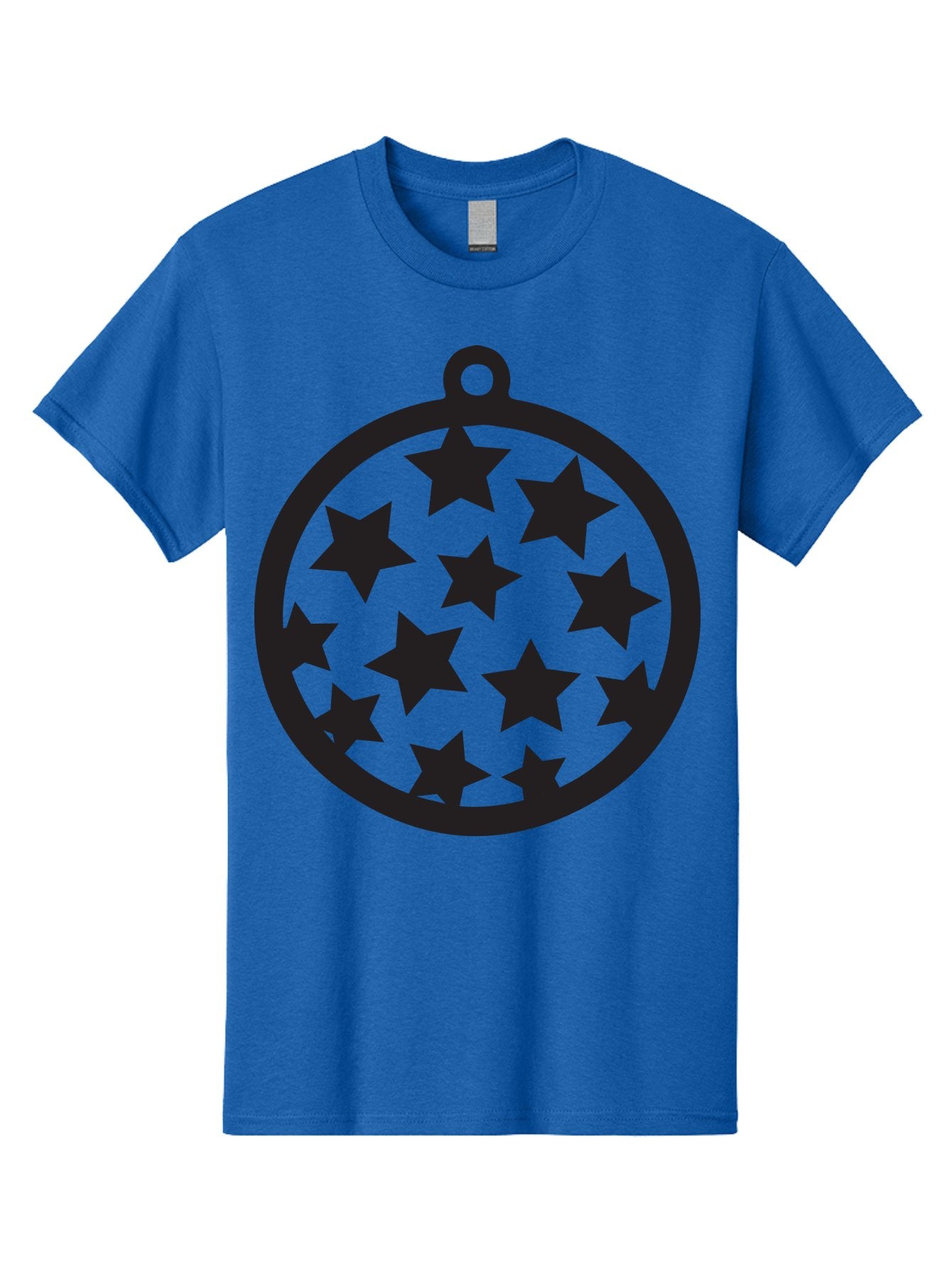 Seven-Star-Ball Men'S Graphic Tee, 100% Cotton, Comfortable Casual Summer Wear, Machine Washable, Seven Stars, Black Stars, Circular Frame, Ornament Design, Christmas Decoration, Festive Symbol, Star Pattern, Magic Symbol, Mystical Design Aad149 7