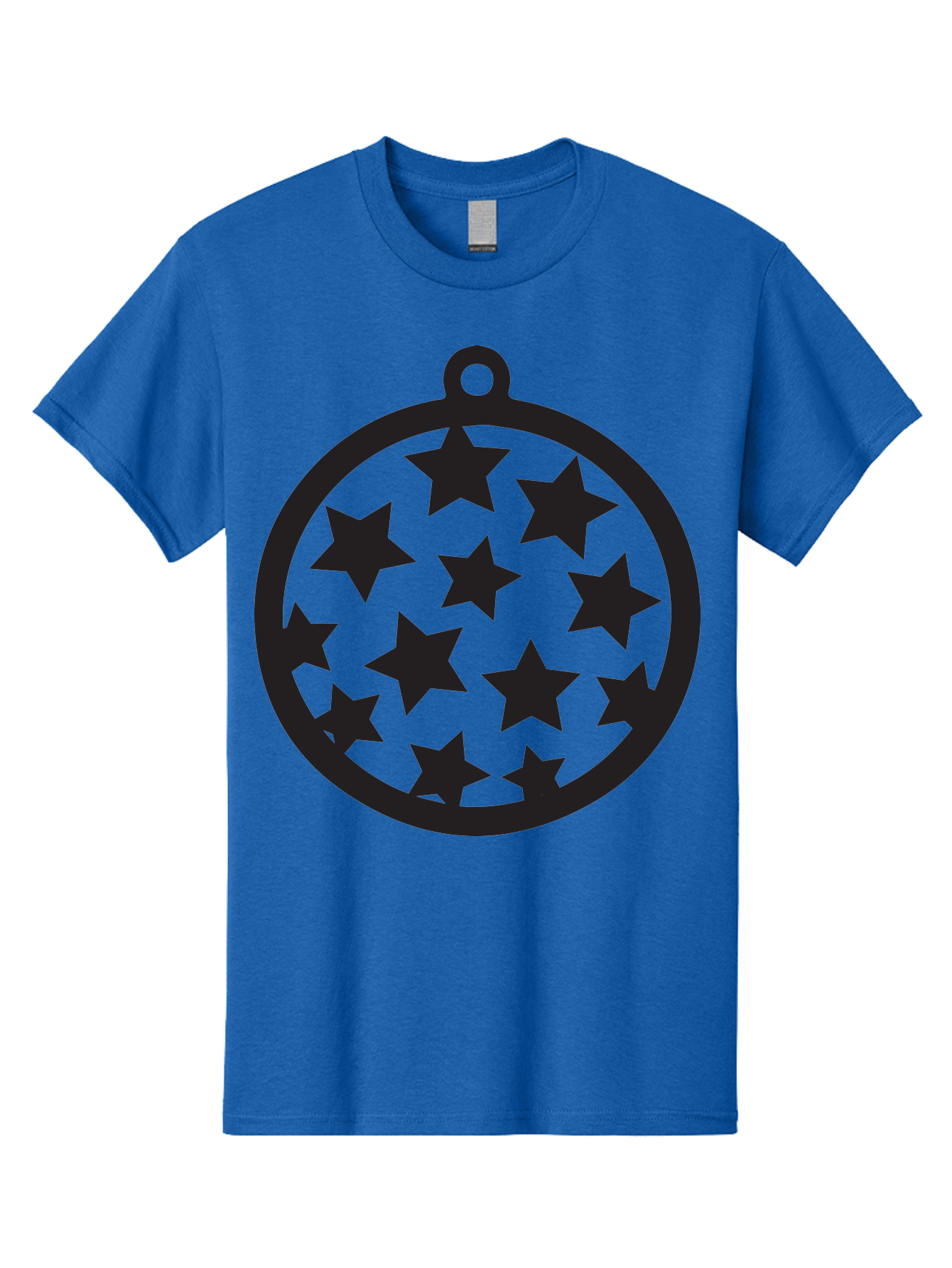 Seven-Star-Ball Men'S Graphic Tee, 100% Cotton, Comfortable Casual Summer Wear, Machine Washable, Seven Stars, Black Stars, Circular Frame, Ornament Design, Christmas Decoration, Festive Symbol, Star Pattern, Magic Symbol, Mystical Design Aad149 25
