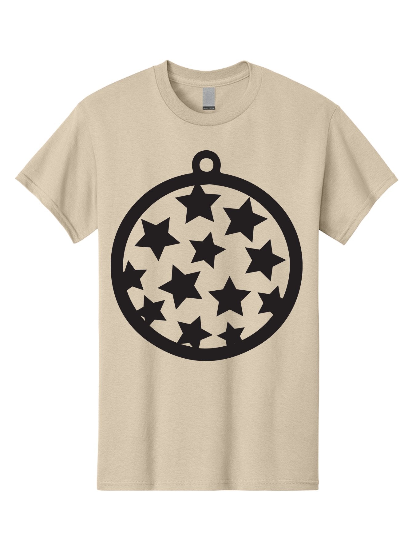 Seven-Star-Ball Men'S Graphic Tee, 100% Cotton, Comfortable Casual Summer Wear, Machine Washable, Seven Stars, Black Stars, Circular Frame, Ornament Design, Christmas Decoration, Festive Symbol, Star Pattern, Magic Symbol, Mystical Design Aad149 5