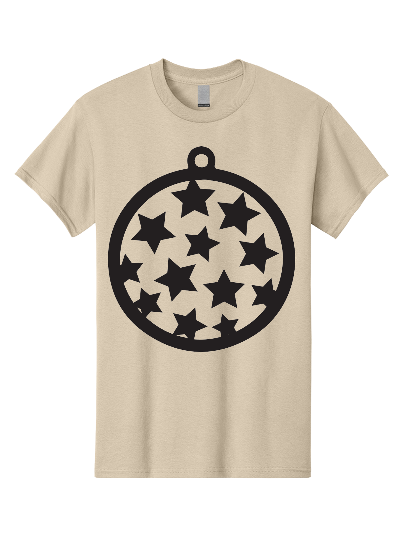 Seven-Star-Ball Men'S Graphic Tee, 100% Cotton, Comfortable Casual Summer Wear, Machine Washable, Seven Stars, Black Stars, Circular Frame, Ornament Design, Christmas Decoration, Festive Symbol, Star Pattern, Magic Symbol, Mystical Design Aad149 15
