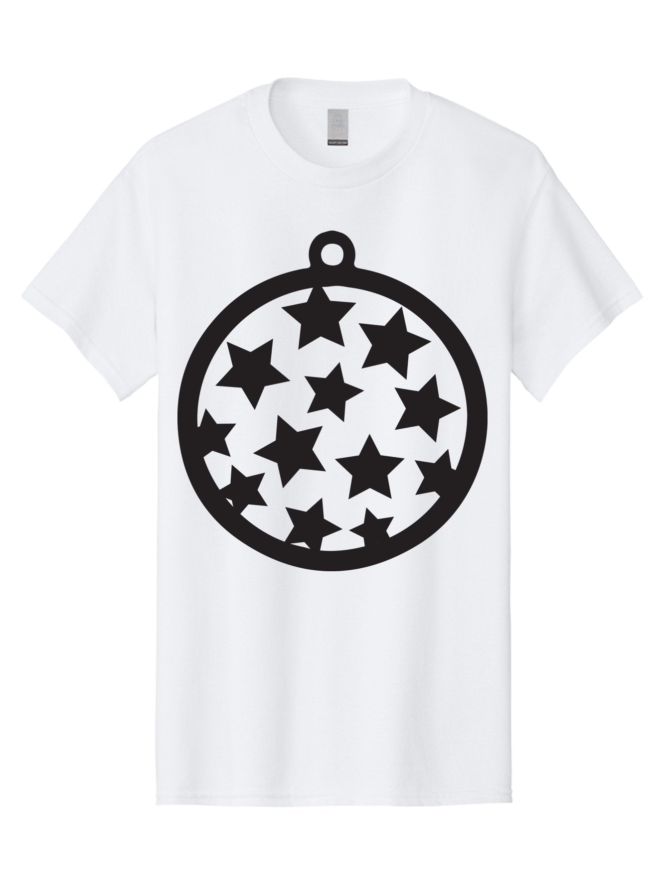 Seven-Star-Ball Men'S Graphic Tee, 100% Cotton, Comfortable Casual Summer Wear, Machine Washable, Seven Stars, Black Stars, Circular Frame, Ornament Design, Christmas Decoration, Festive Symbol, Star Pattern, Magic Symbol, Mystical Design Aad149 10