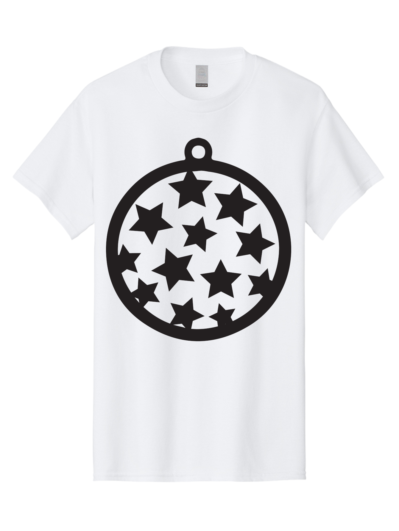 Seven-Star-Ball Men'S Graphic Tee, 100% Cotton, Comfortable Casual Summer Wear, Machine Washable, Seven Stars, Black Stars, Circular Frame, Ornament Design, Christmas Decoration, Festive Symbol, Star Pattern, Magic Symbol, Mystical Design Aad149 27