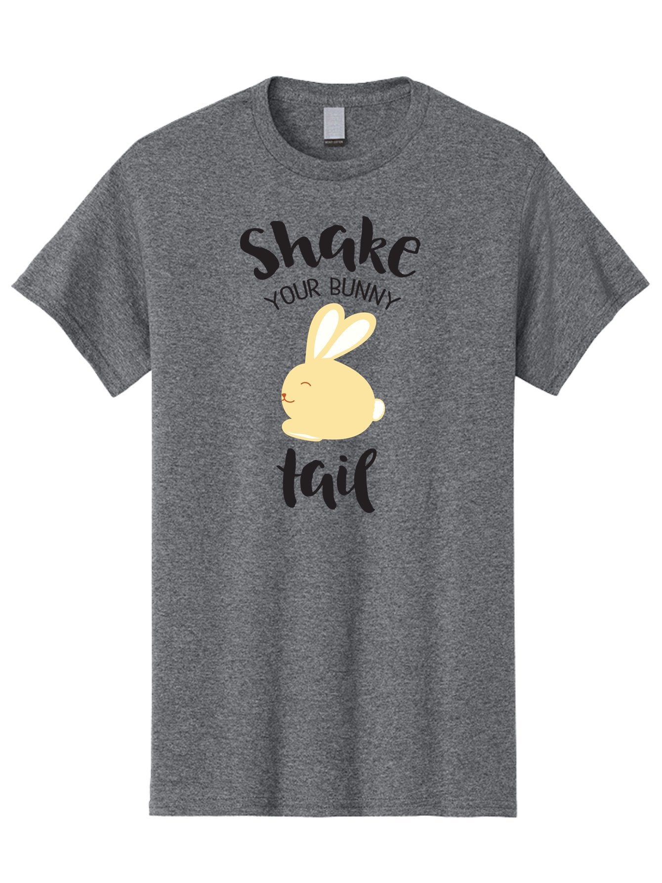 Shake-Your-Bunny-Tail Men'S Graphic Tee, 100% Cotton, Comfortable Casual Summer Wear, Machine Washable, Funny Bunny Graphic, Cute Cartoon Rabbit, Easter-Themed Design, Humorous Phrase, Shake Your Bunny Tail, Yellow Bunny Illustration, Aad151 15