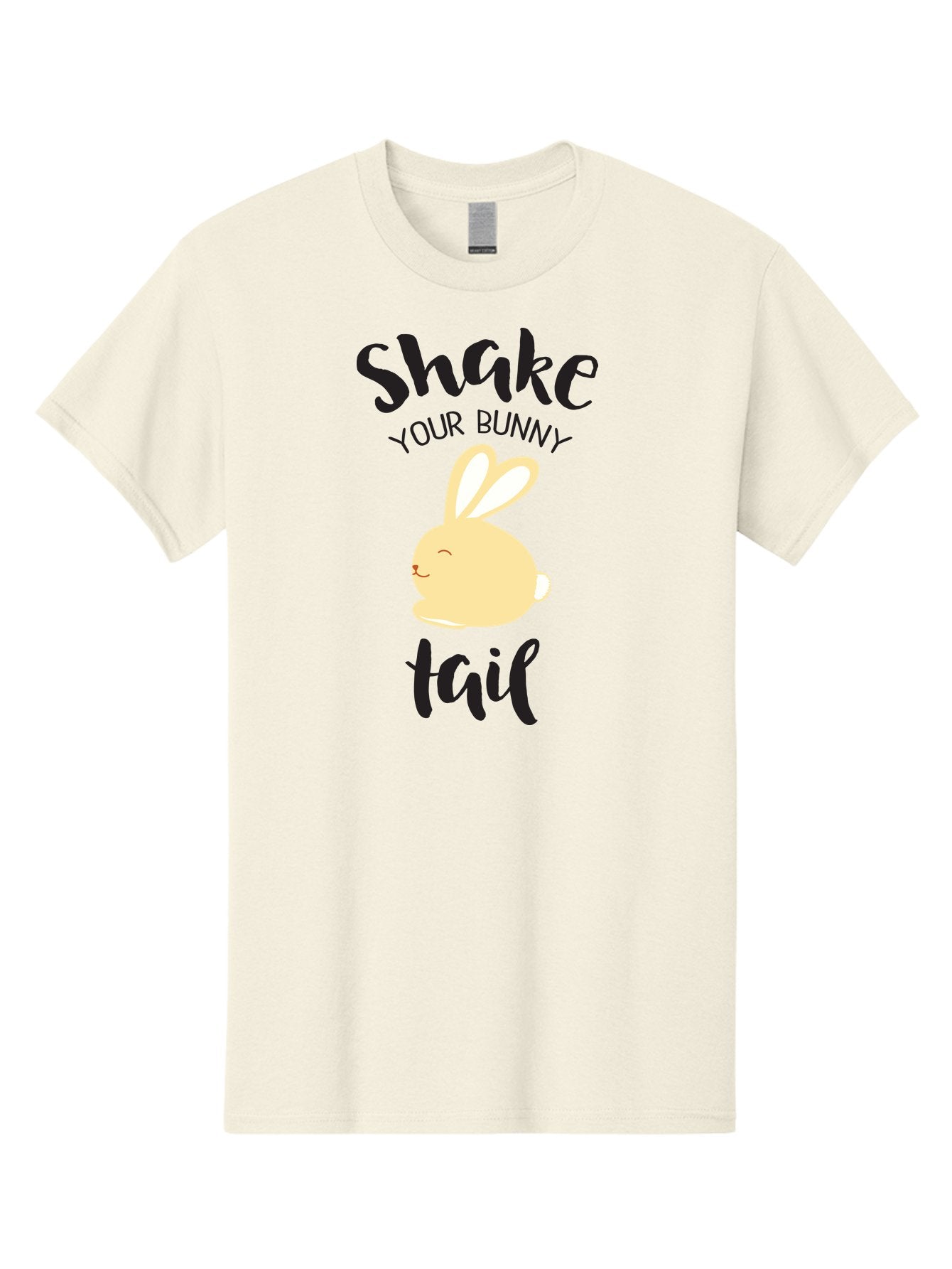Shake-Your-Bunny-Tail Men'S Graphic Tee, 100% Cotton, Comfortable Casual Summer Wear, Machine Washable, Funny Bunny Graphic, Cute Cartoon Rabbit, Easter-Themed Design, Humorous Phrase, Shake Your Bunny Tail, Yellow Bunny Illustration, Aad151 4