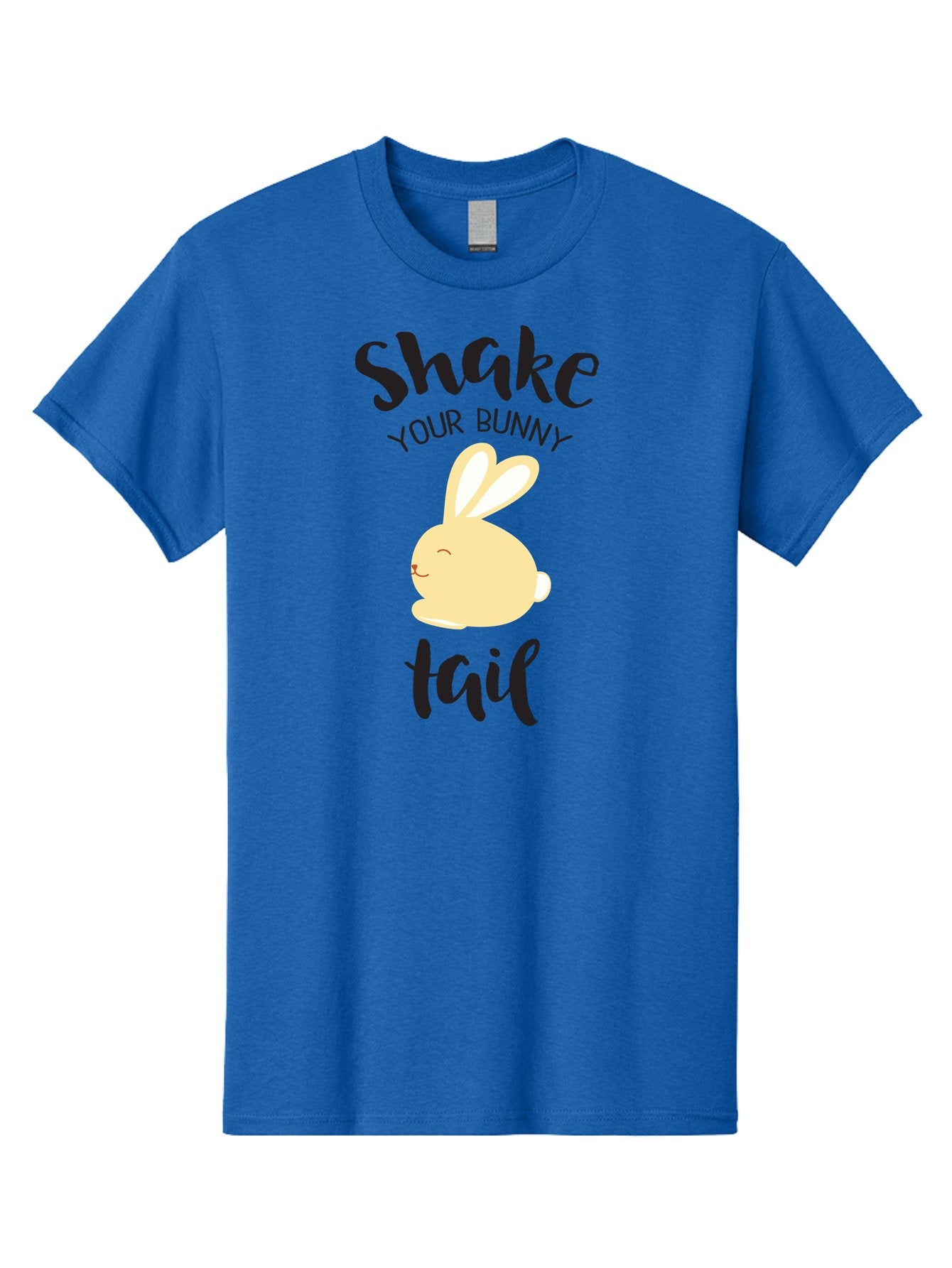 Shake-Your-Bunny-Tail Men'S Graphic Tee, 100% Cotton, Comfortable Casual Summer Wear, Machine Washable, Funny Bunny Graphic, Cute Cartoon Rabbit, Easter-Themed Design, Humorous Phrase, Shake Your Bunny Tail, Yellow Bunny Illustration, Aad151