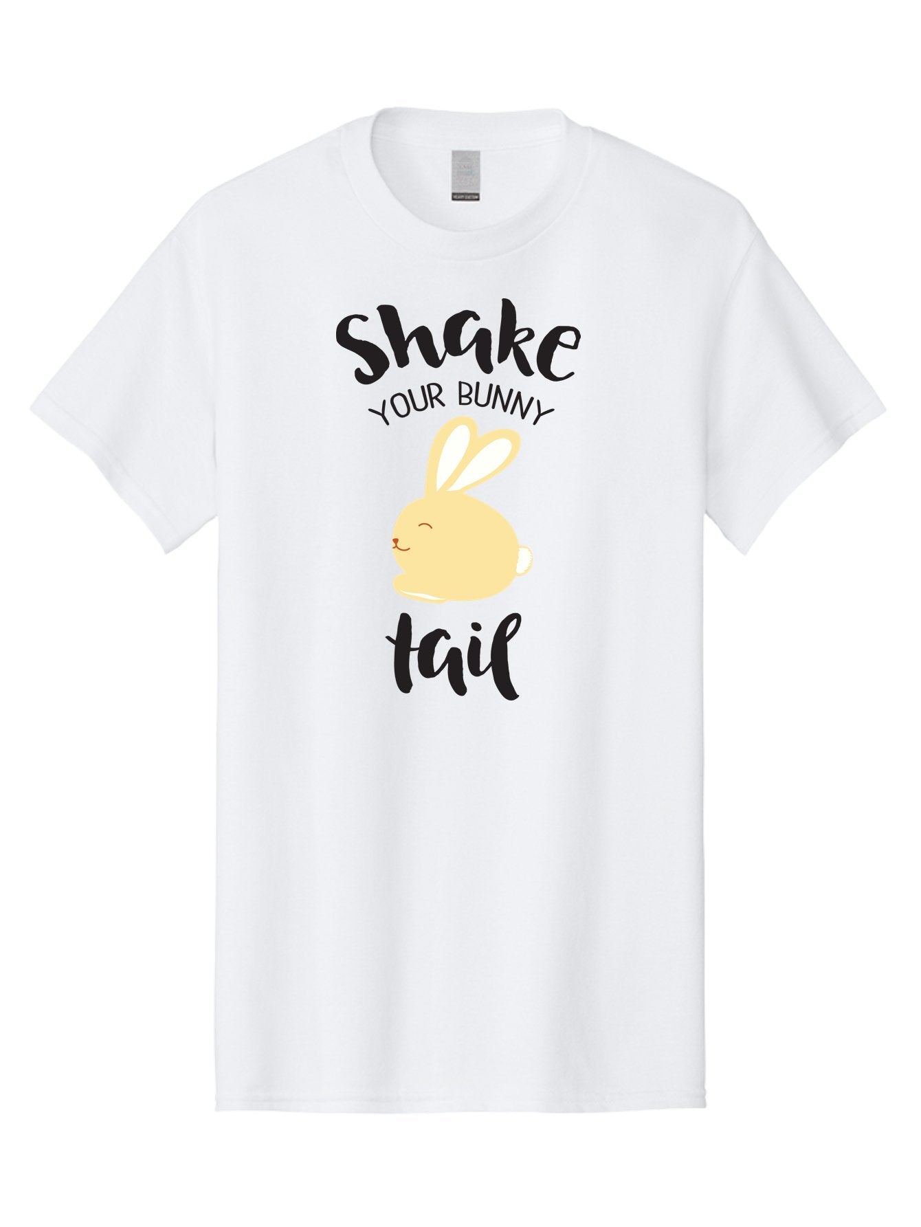 Shake-Your-Bunny-Tail Men'S Graphic Tee, 100% Cotton, Comfortable Casual Summer Wear, Machine Washable, Funny Bunny Graphic, Cute Cartoon Rabbit, Easter-Themed Design, Humorous Phrase, Shake Your Bunny Tail, Yellow Bunny Illustration, Aad151 5