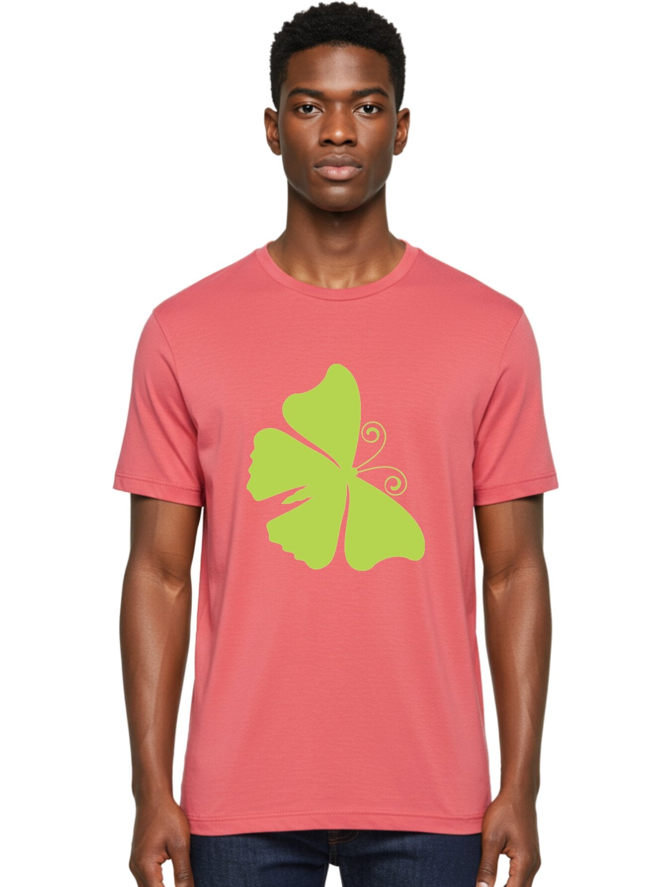 Shamrock-Graphic Men'S Graphic Tee, 100% Cotton, Comfortable Casual Summer Wear, Machine Washable, Clover Silhouette, Shamrock Graphic, Four-Leaf Clover, Irish Heritage, Luck Symbol, Green Leaf, Elegant Design, Minimalist Art, Simple Shapes Aad152 25