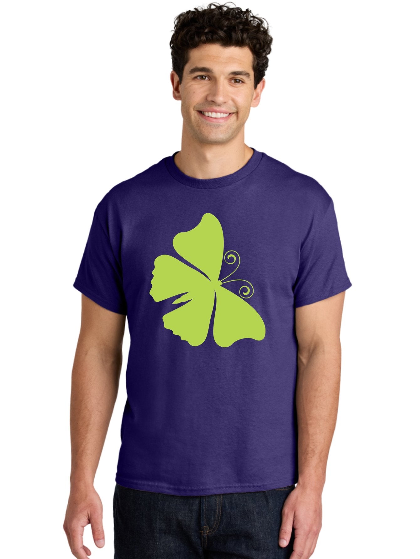 Shamrock-Graphic Men'S Graphic Tee, 100% Cotton, Comfortable Casual Summer Wear, Machine Washable, Clover Silhouette, Shamrock Graphic, Four-Leaf Clover, Irish Heritage, Luck Symbol, Green Leaf, Elegant Design, Minimalist Art, Simple Shapes Aad152 17