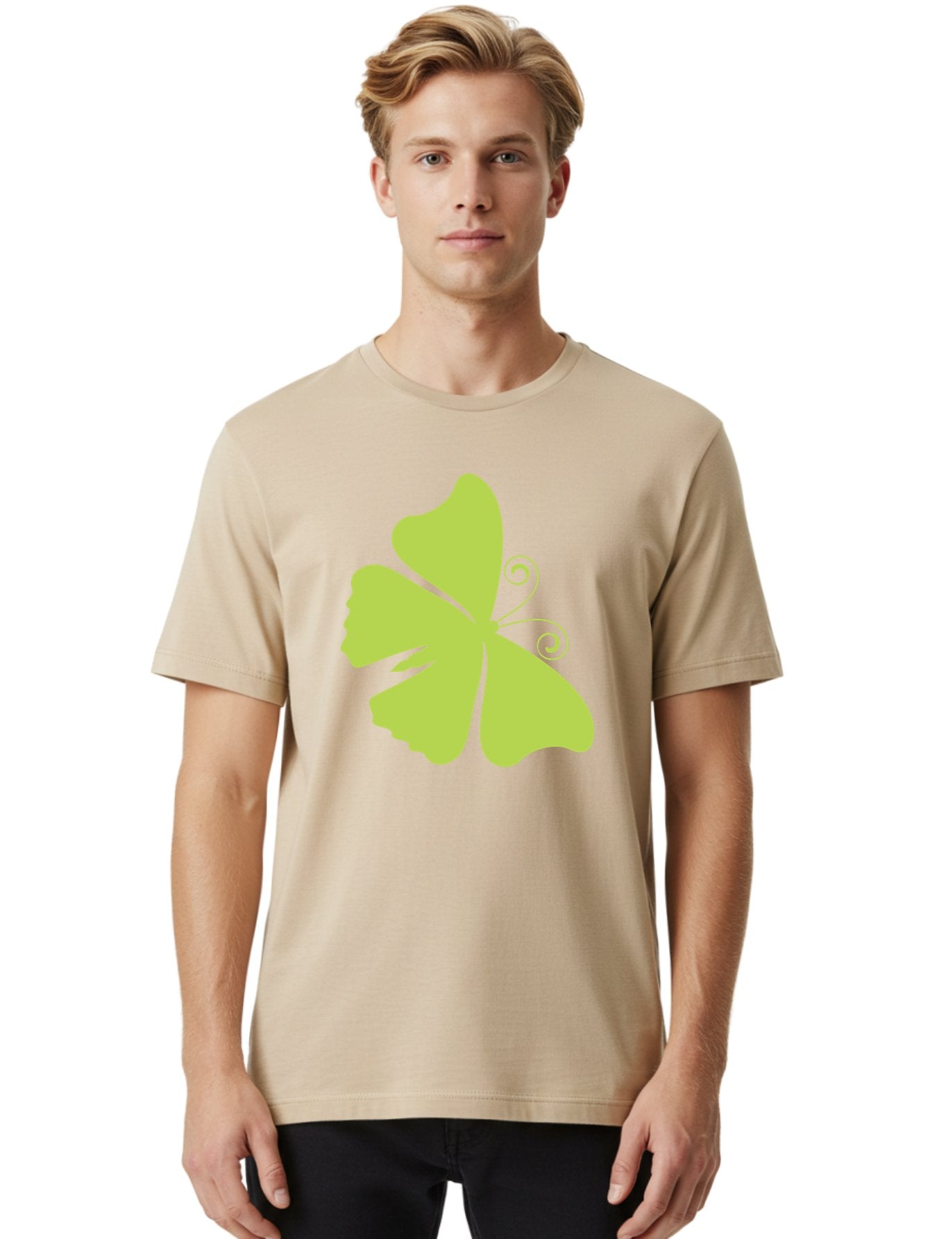 Shamrock-Graphic Men'S Graphic Tee, 100% Cotton, Comfortable Casual Summer Wear, Machine Washable, Clover Silhouette, Shamrock Graphic, Four-Leaf Clover, Irish Heritage, Luck Symbol, Green Leaf, Elegant Design, Minimalist Art, Simple Shapes Aad152 22
