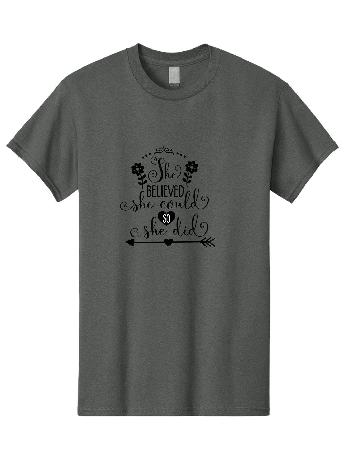 She-Believed-She-Could-So-She-Did Men'S Graphic Tee, 100% Cotton, Comfortable Casual Summer Wear, Machine Washable, Inspirational Quote, Motivational Phrase, Empowerment Message, Positive Affirmation, Female Empowerment, Believe In Yourself, Aad153 6