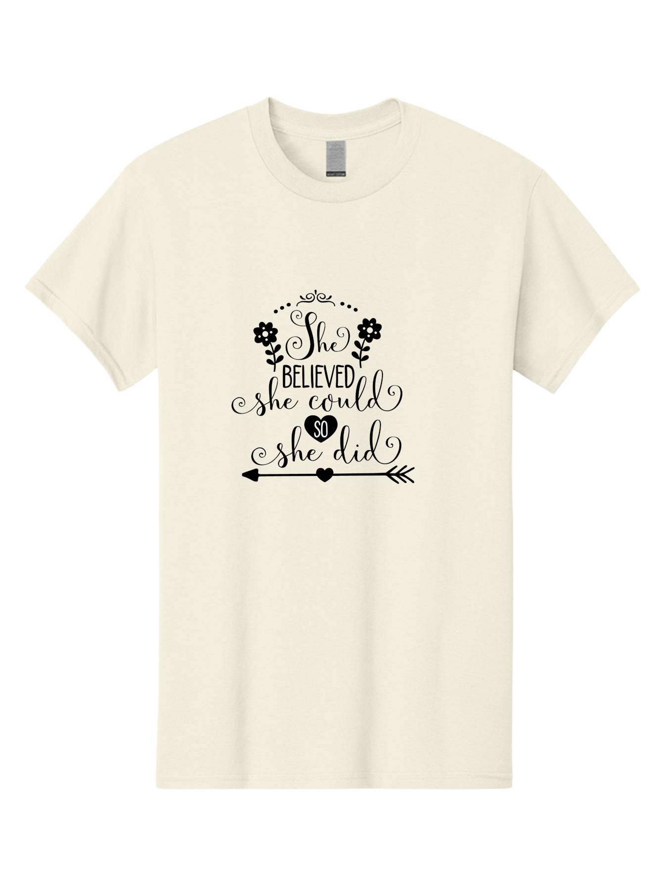She-Believed-She-Could-So-She-Did Men'S Graphic Tee, 100% Cotton, Comfortable Casual Summer Wear, Machine Washable, Inspirational Quote, Motivational Phrase, Empowerment Message, Positive Affirmation, Female Empowerment, Believe In Yourself, Aad153