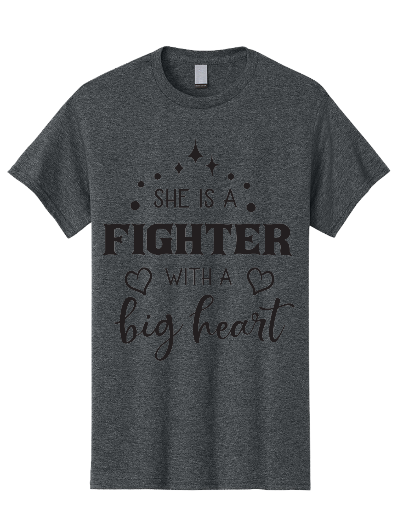 She-Is-A-Fighter Men'S Graphic Tee, 100% Cotton, Comfortable Casual Summer Wear, Machine Washable, Inspirational Quote, Motivational Phrase, Strong Woman, Fighter Mentality, Big Heart, Heartwarming Message, Empowerment, Positivity, Aad154 25