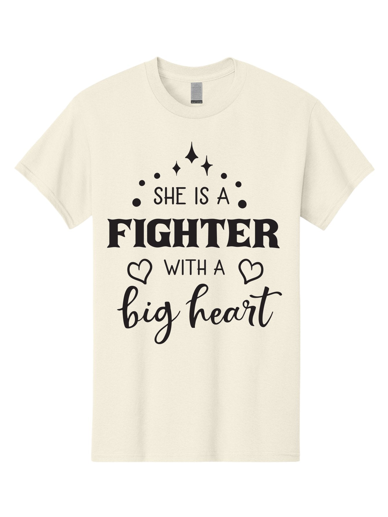 She-Is-A-Fighter Men'S Graphic Tee, 100% Cotton, Comfortable Casual Summer Wear, Machine Washable, Inspirational Quote, Motivational Phrase, Strong Woman, Fighter Mentality, Big Heart, Heartwarming Message, Empowerment, Positivity, Aad154 4