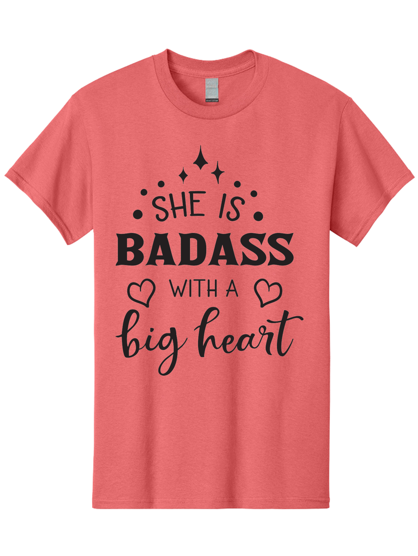 She-Is-Badass-With-A-Big-Heart Men'S Graphic Tee, 100% Cotton, Comfortable Casual Summer Wear, Machine Washable, Motivational Quotes, Inspirational Sayings, Empowerment Phrases, Feminine Strength, Positive Affirmations, Bold Typography, Aad155 27