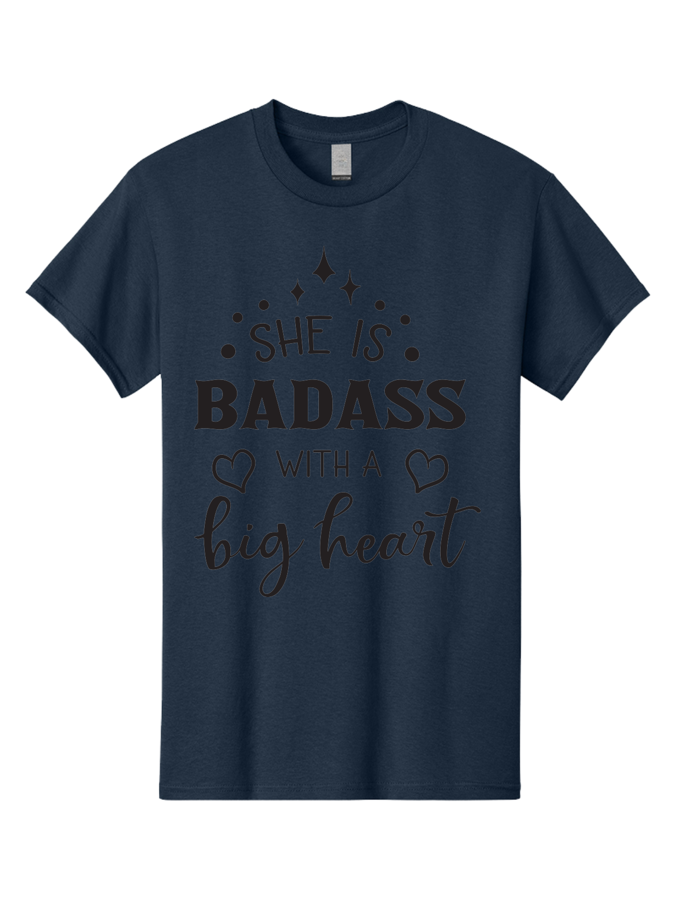 She-Is-Badass-With-A-Big-Heart Men'S Graphic Tee, 100% Cotton, Comfortable Casual Summer Wear, Machine Washable, Motivational Quotes, Inspirational Sayings, Empowerment Phrases, Feminine Strength, Positive Affirmations, Bold Typography, Aad155 7