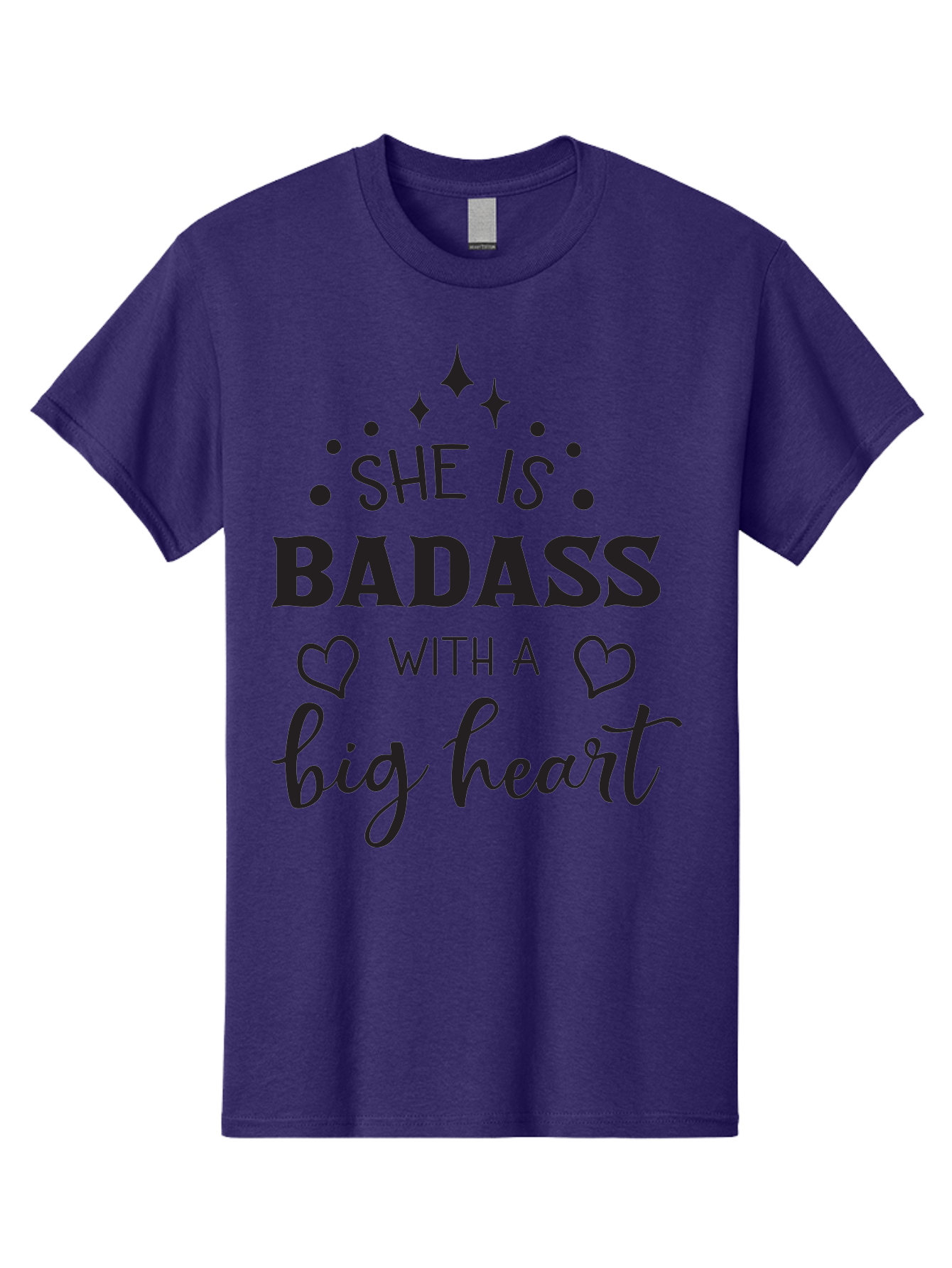 She-Is-Badass-With-A-Big-Heart Men'S Graphic Tee, 100% Cotton, Comfortable Casual Summer Wear, Machine Washable, Motivational Quotes, Inspirational Sayings, Empowerment Phrases, Feminine Strength, Positive Affirmations, Bold Typography, Aad155 13